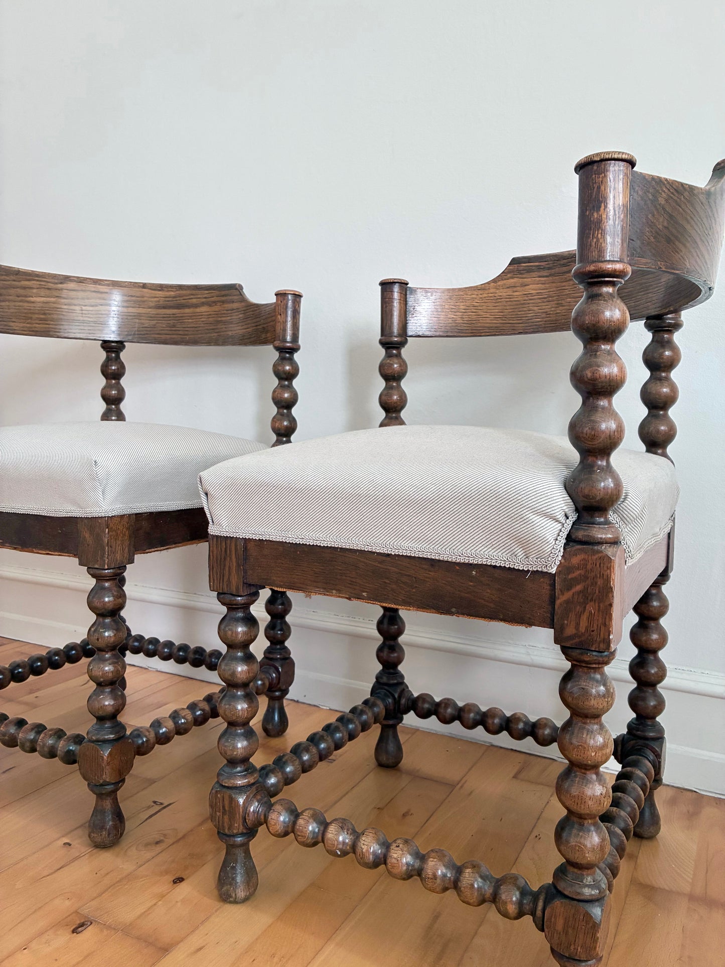Pair Of Antique Edwardian Bobbin Corner Chairs, English 1900