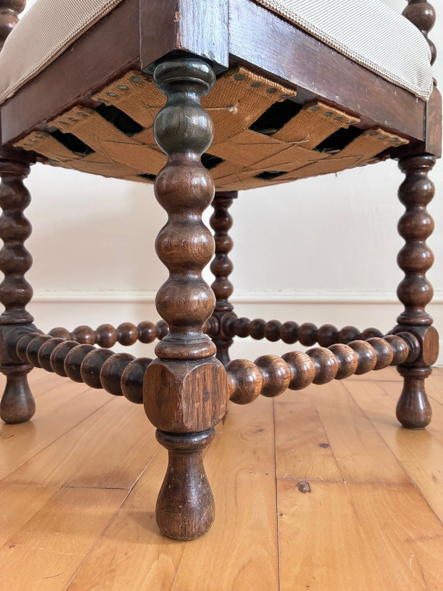 Pair Of Antique Edwardian Bobbin Corner Chairs, English 1900