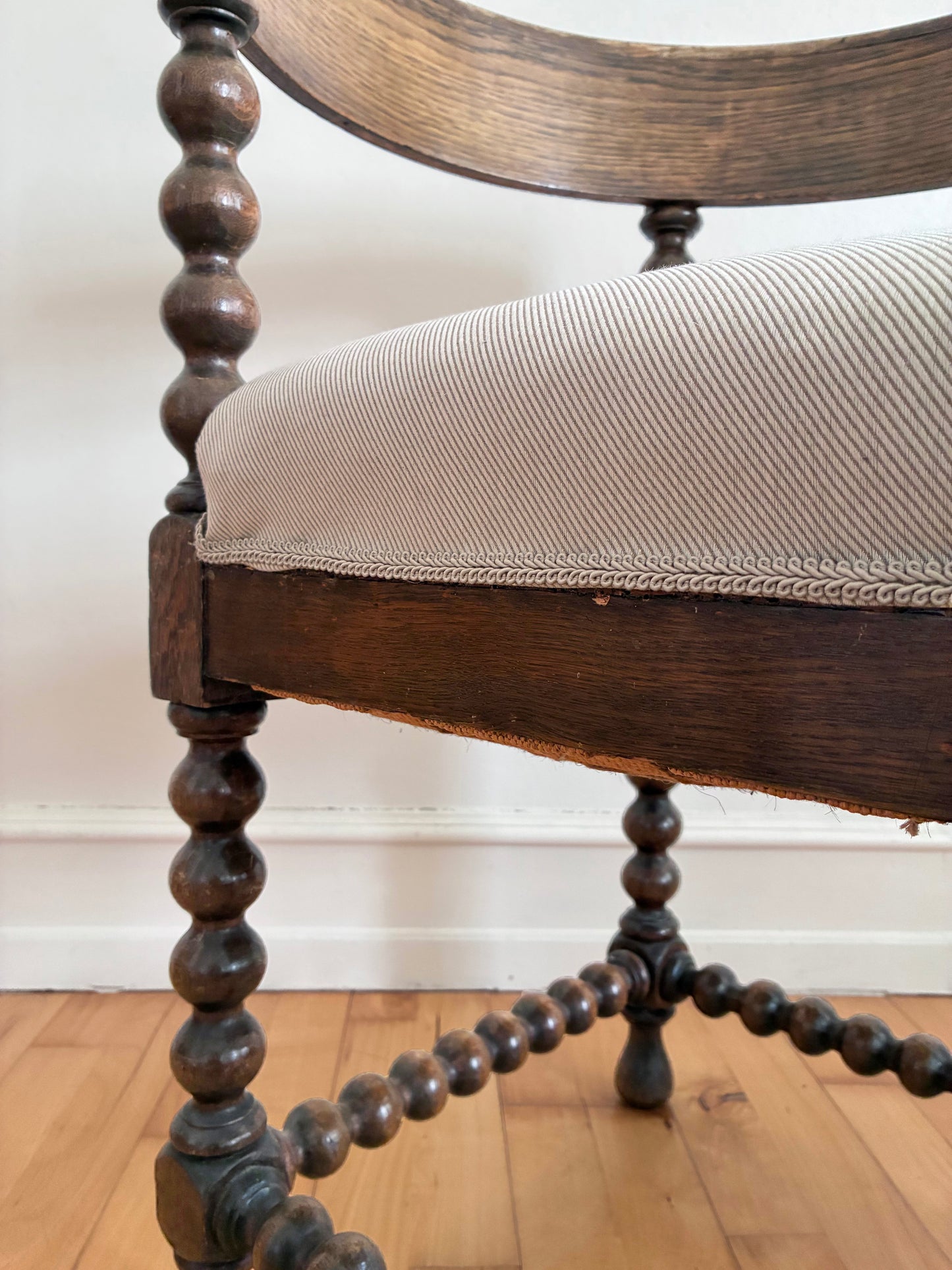 Pair Of Antique Edwardian Bobbin Corner Chairs, English 1900