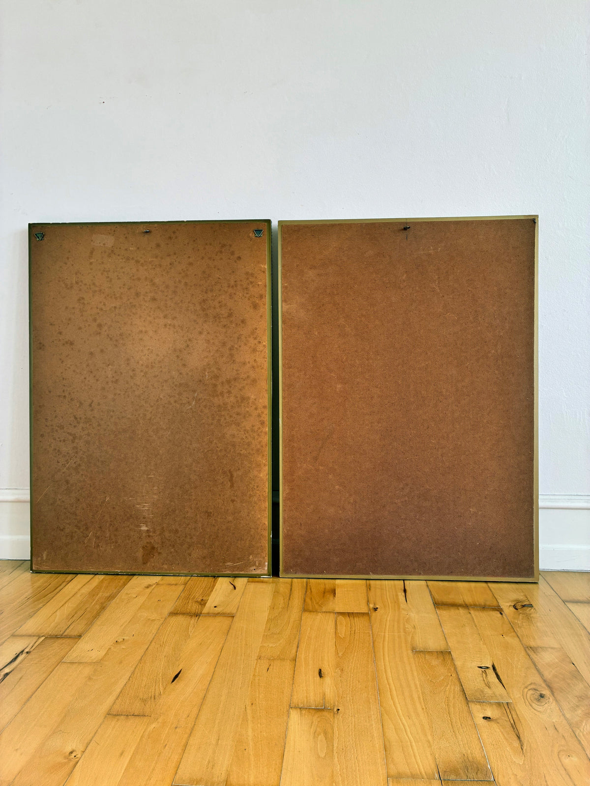 Pair Of Vintage Spanish Venetian-Style Wall Mirror, Rectangular, Brass, 1980s Hollywood Regency