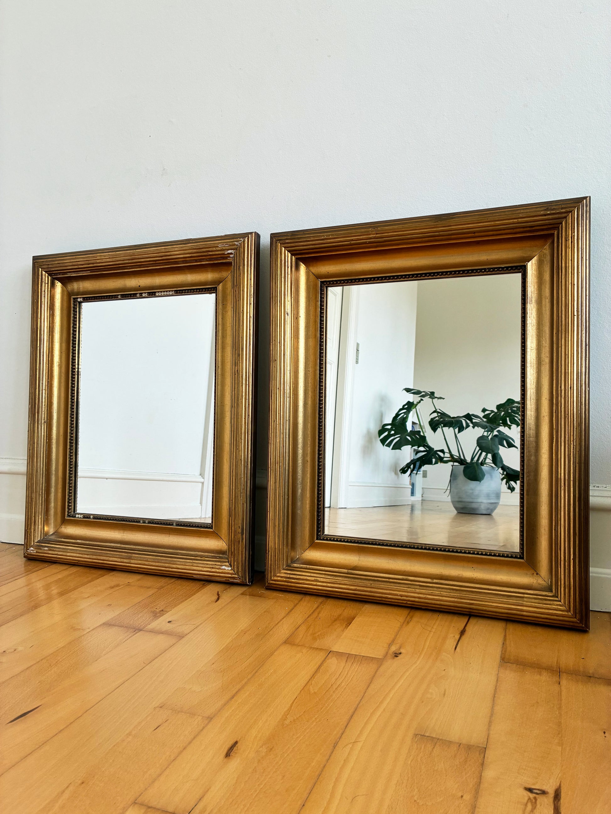Pair of Antique Danish Giltwood Wall Mirrors, Late 19th Century