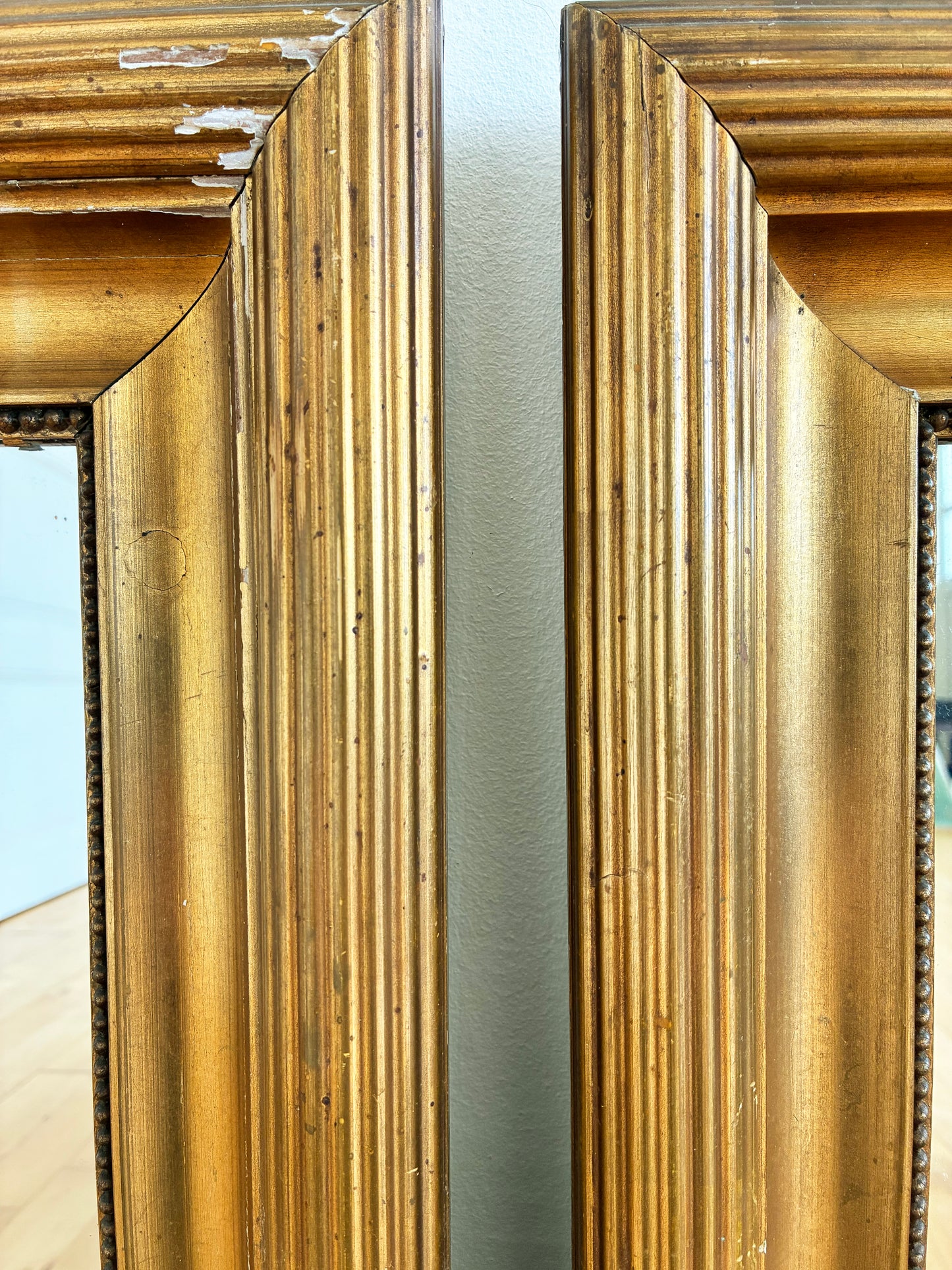 Pair of Antique Danish Giltwood Wall Mirrors, Late 19th Century