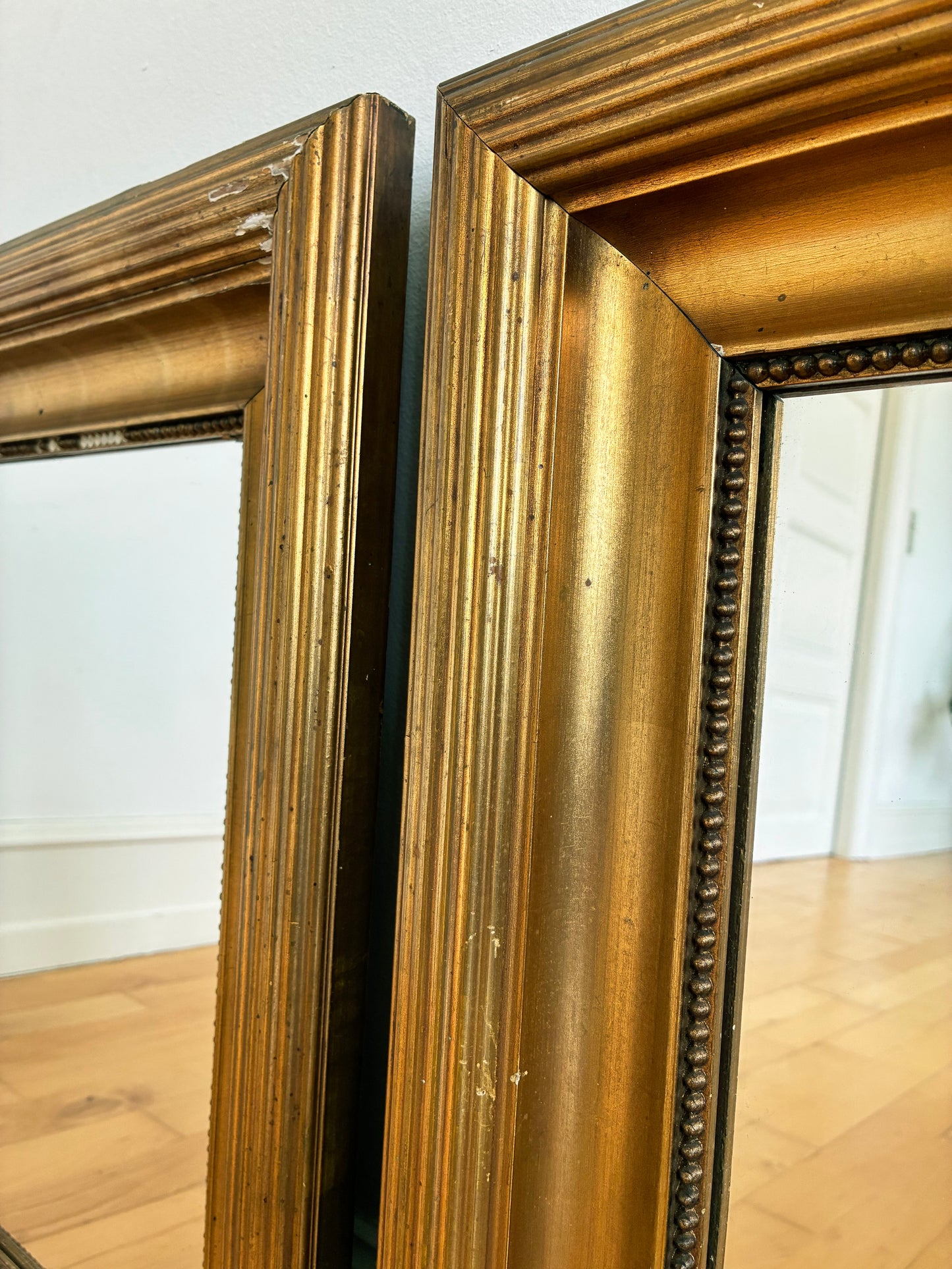 Pair of Antique Danish Giltwood Wall Mirrors, Late 19th Century