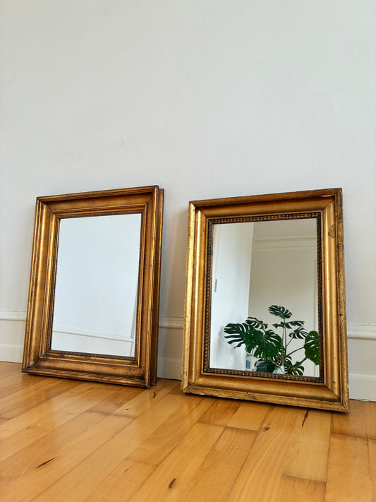 Pair of Antique French Giltwood Wall Mirrors, Late 19th Century