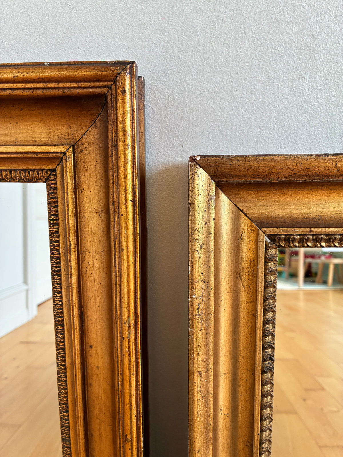 Pair of Antique French Giltwood Wall Mirrors, Late 19th Century