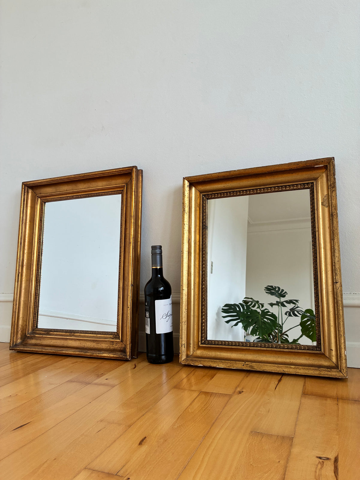 Pair of Antique French Giltwood Wall Mirrors, Late 19th Century