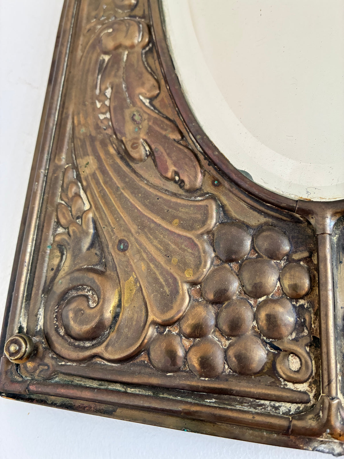 Pair of Antique German Jugendstil Brass Wall Mirrors, Early 20th Century