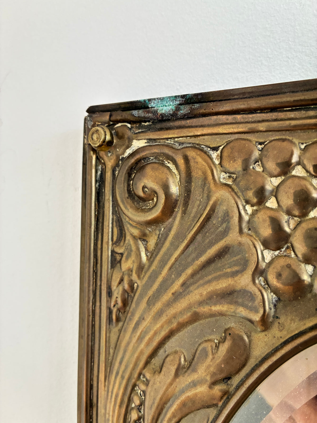 Pair of Antique German Jugendstil Brass Wall Mirrors, Early 20th Century