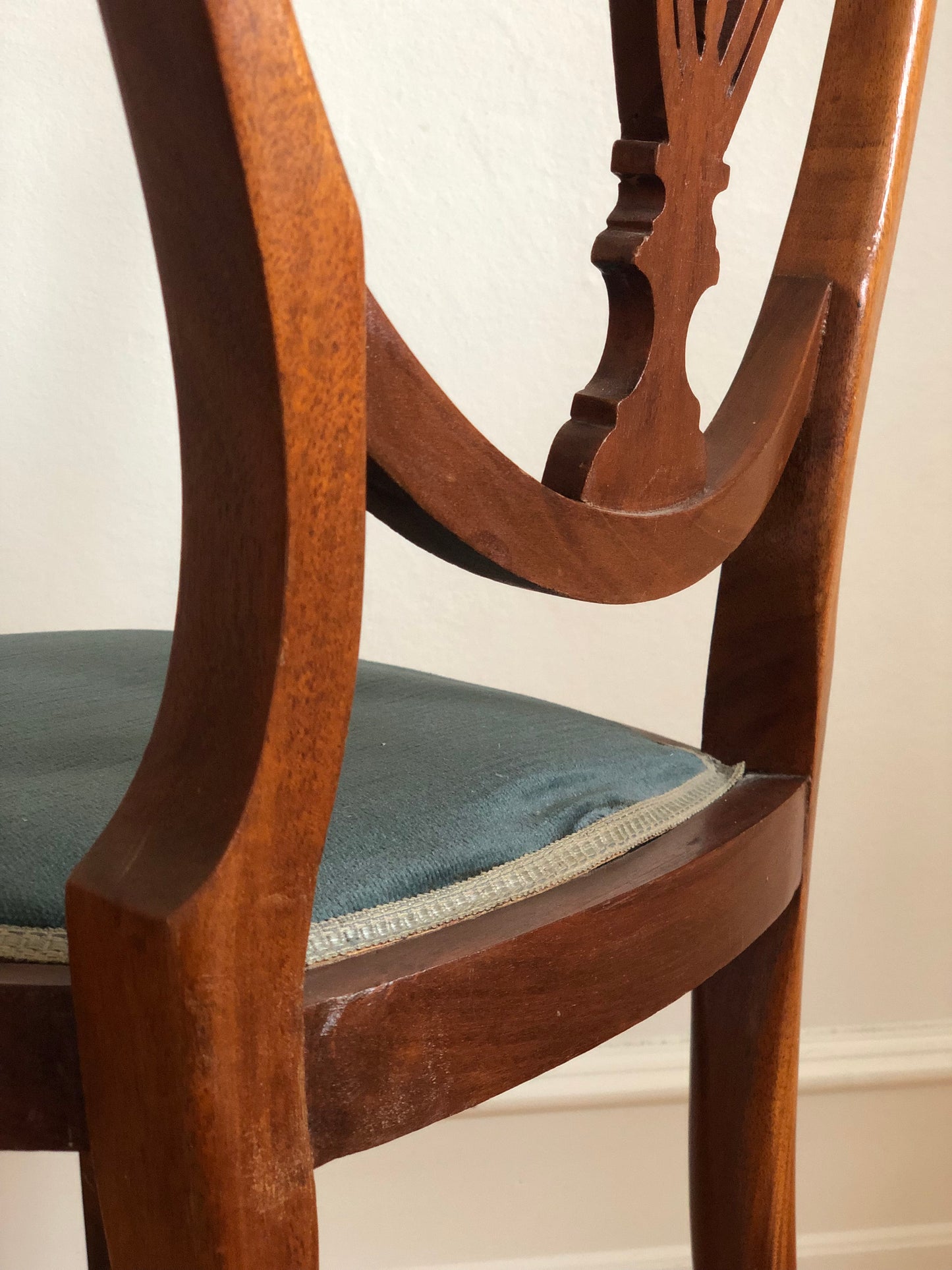 Pair of Antique Mahogany Hepplewhite Revival Chairs Denmark 1900s