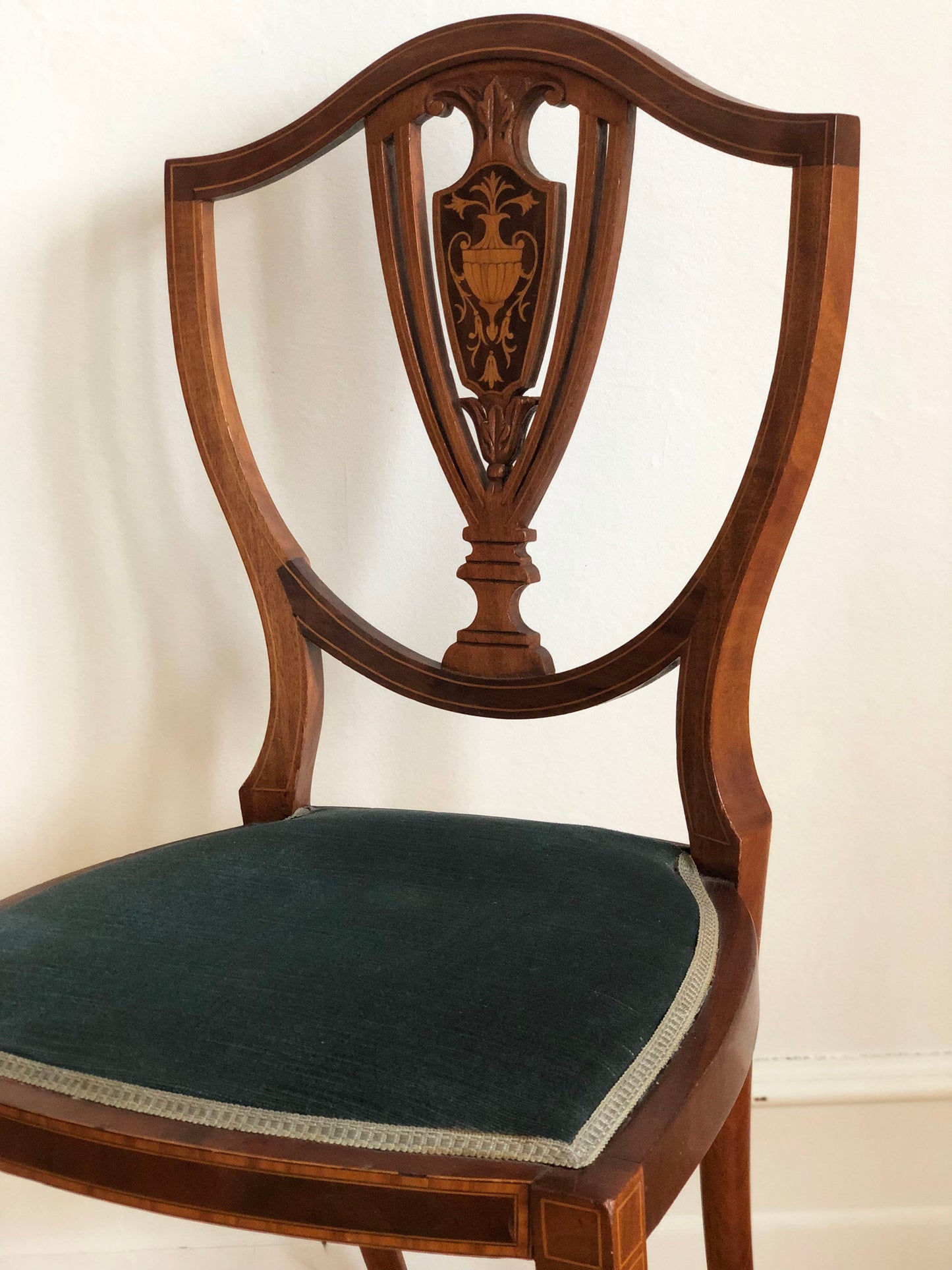 Pair of Antique Mahogany Hepplewhite Revival Chairs Denmark 1900s