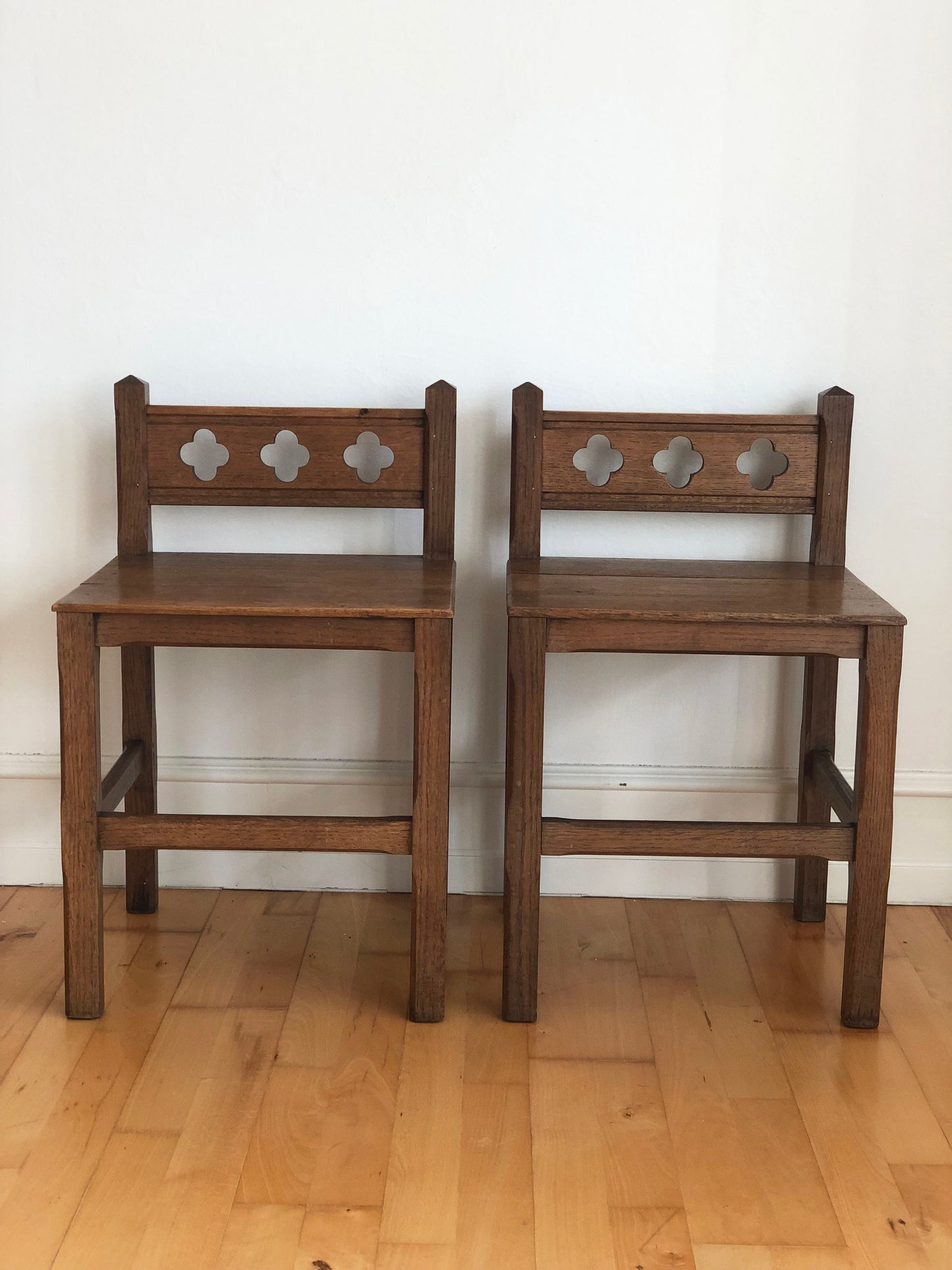 Pair of Early 20th Century Arts & Crafts Oak Hall Chairs