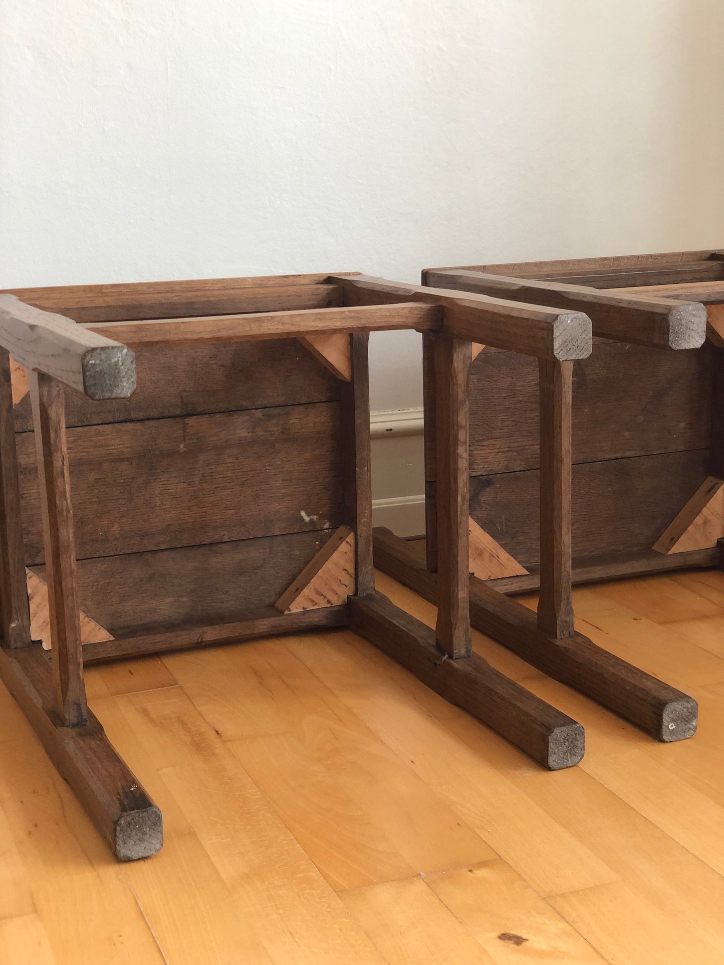 Pair of Early 20th Century Arts & Crafts Oak Hall Chairs