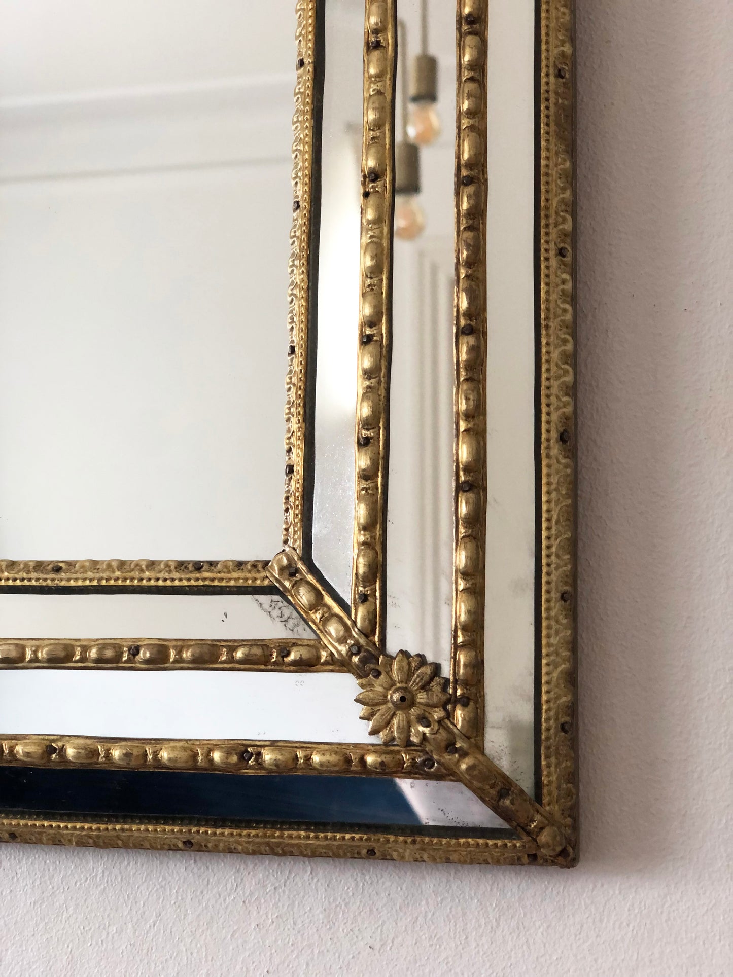 Pair of Large Vintage Venetian Full Length Hollywood Regency Mirror in Gold Spain 1990s