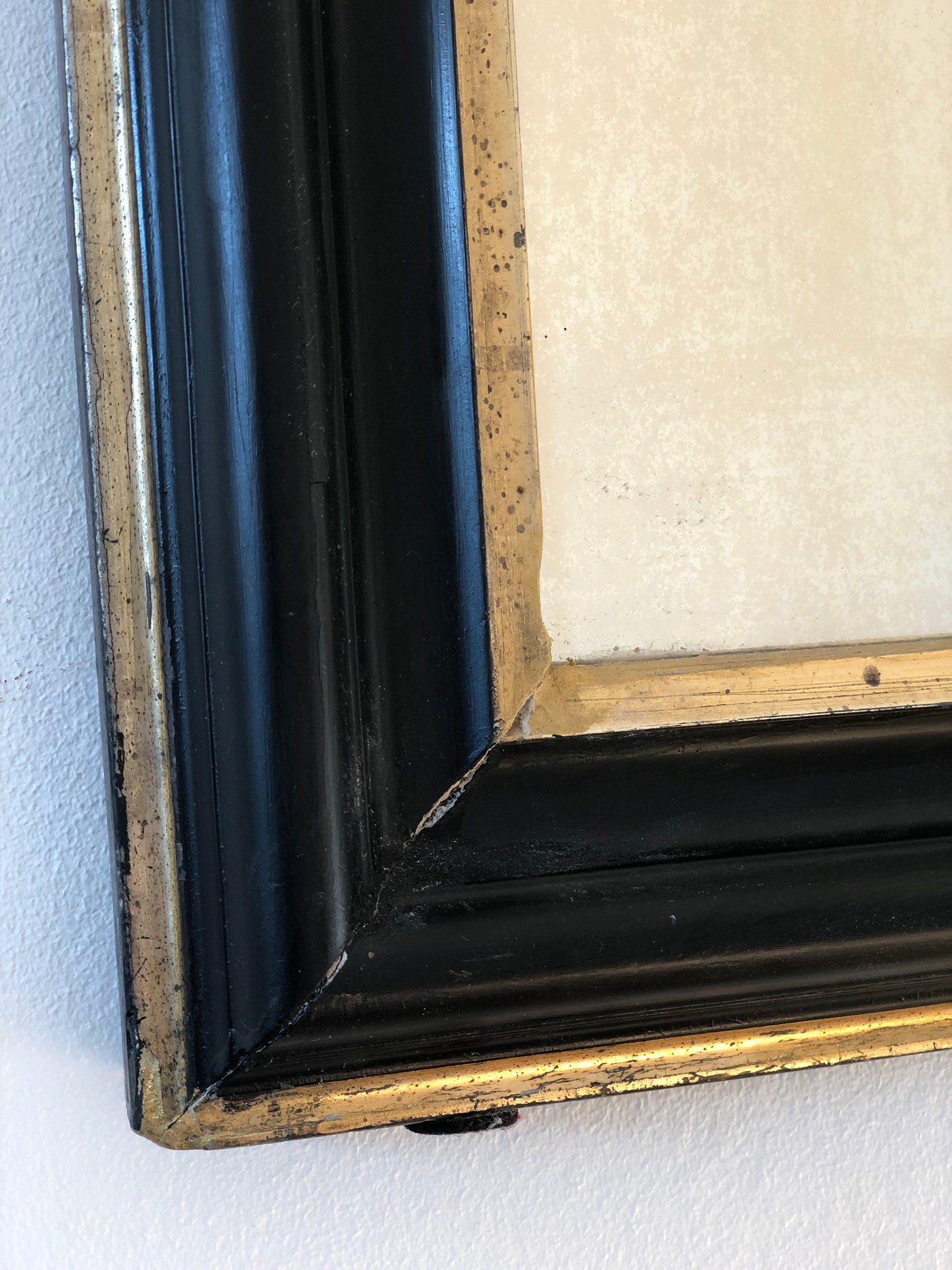 Pair of Antique Louis Philippe Full Length Mirrors in Black and Gold France Late 19th Century