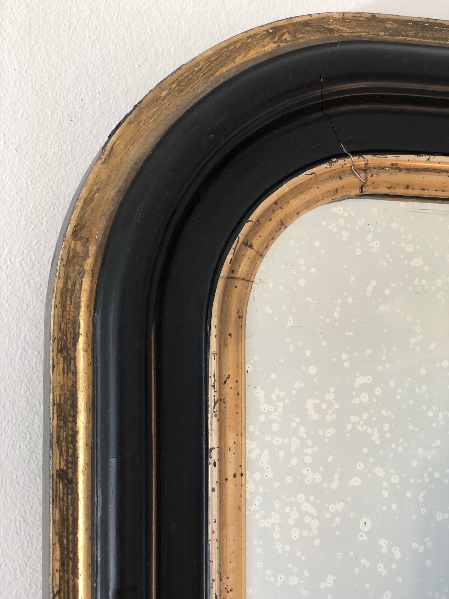 Pair of Antique Louis Philippe Full Length Mirrors in Black and Gold France Late 19th Century