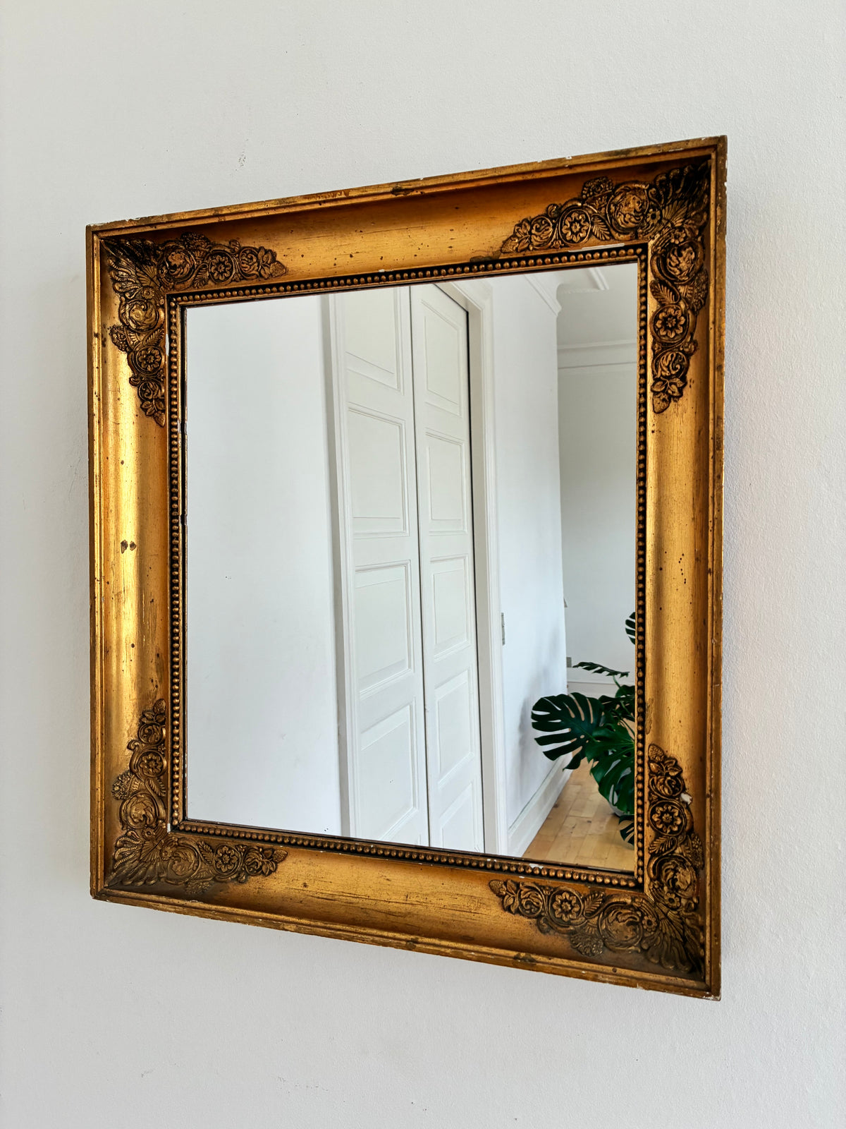Pair of Antique French Giltwood Wall Mirrors, Late 19th Century