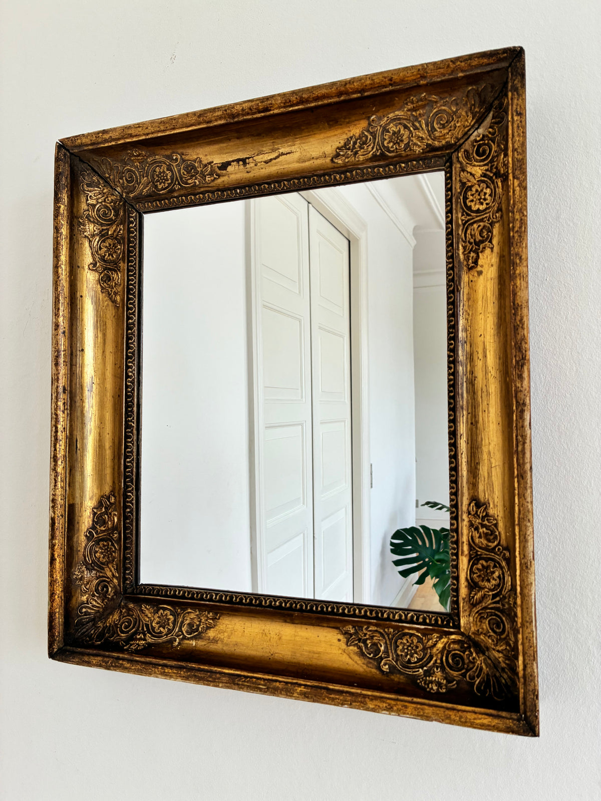 Pair of Antique French Giltwood Wall Mirrors, Late 19th Century