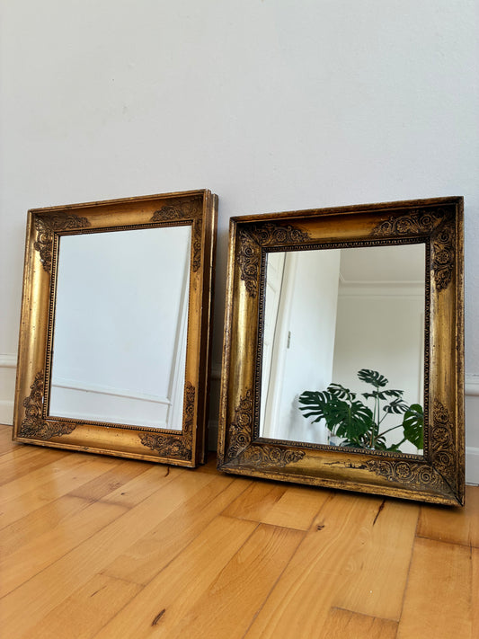 Pair of Antique French Giltwood Wall Mirrors, Late 19th Century