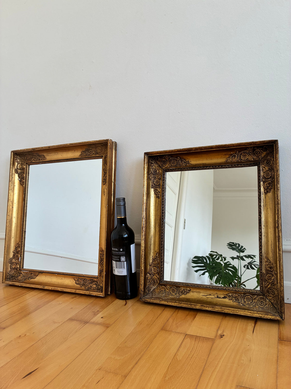 Pair of Antique French Giltwood Wall Mirrors, Late 19th Century
