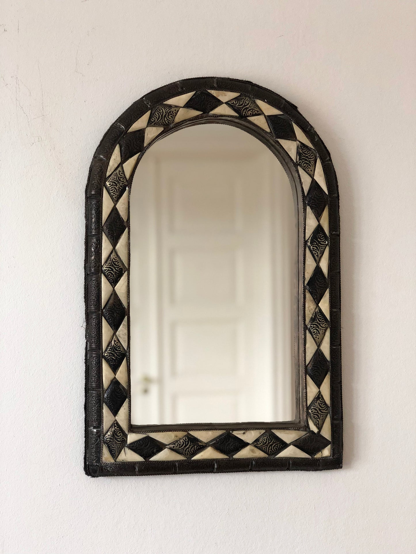 Vintage Arched Wall Mirror - Spanish, Hollywood Regency, Moroccan-inspired 1960s