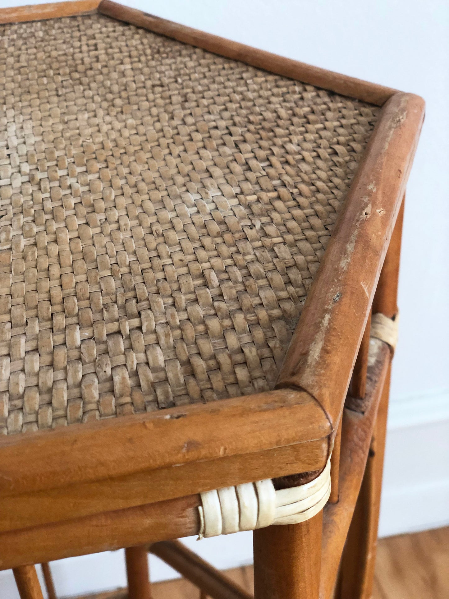Vintage Bamboo Boho Plant Stand or Side Table, 1970s