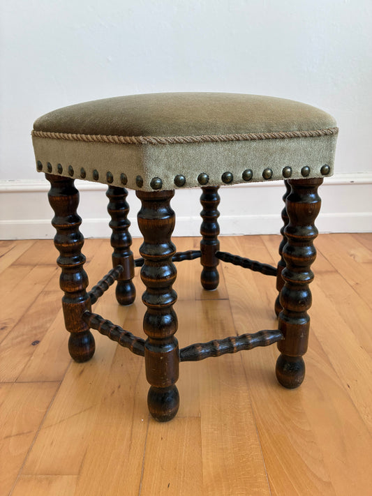 Vintage Barley Twist Stool, English, Mid-20th Century