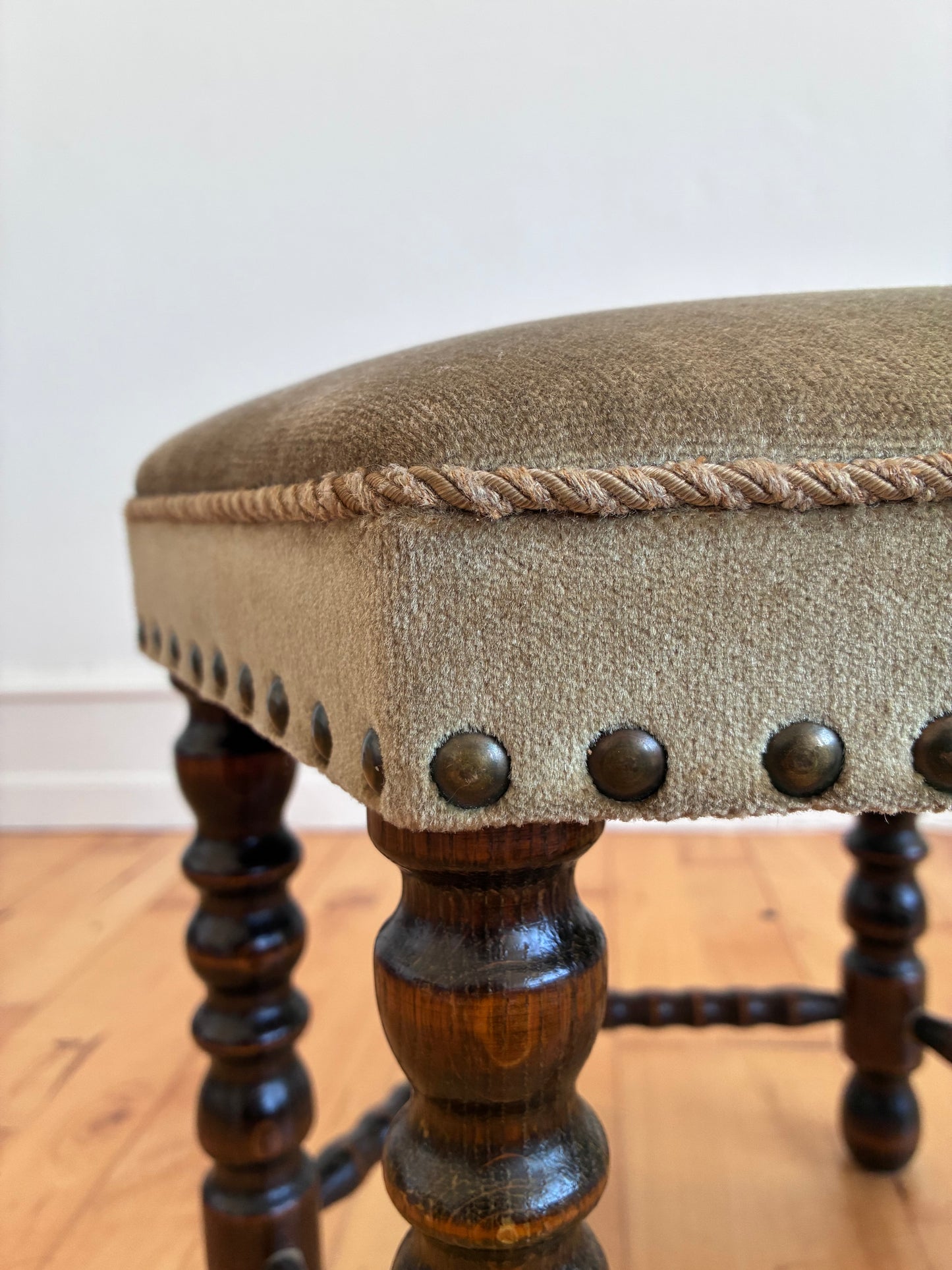 Vintage Barley Twist Stool, English, Mid-20th Century