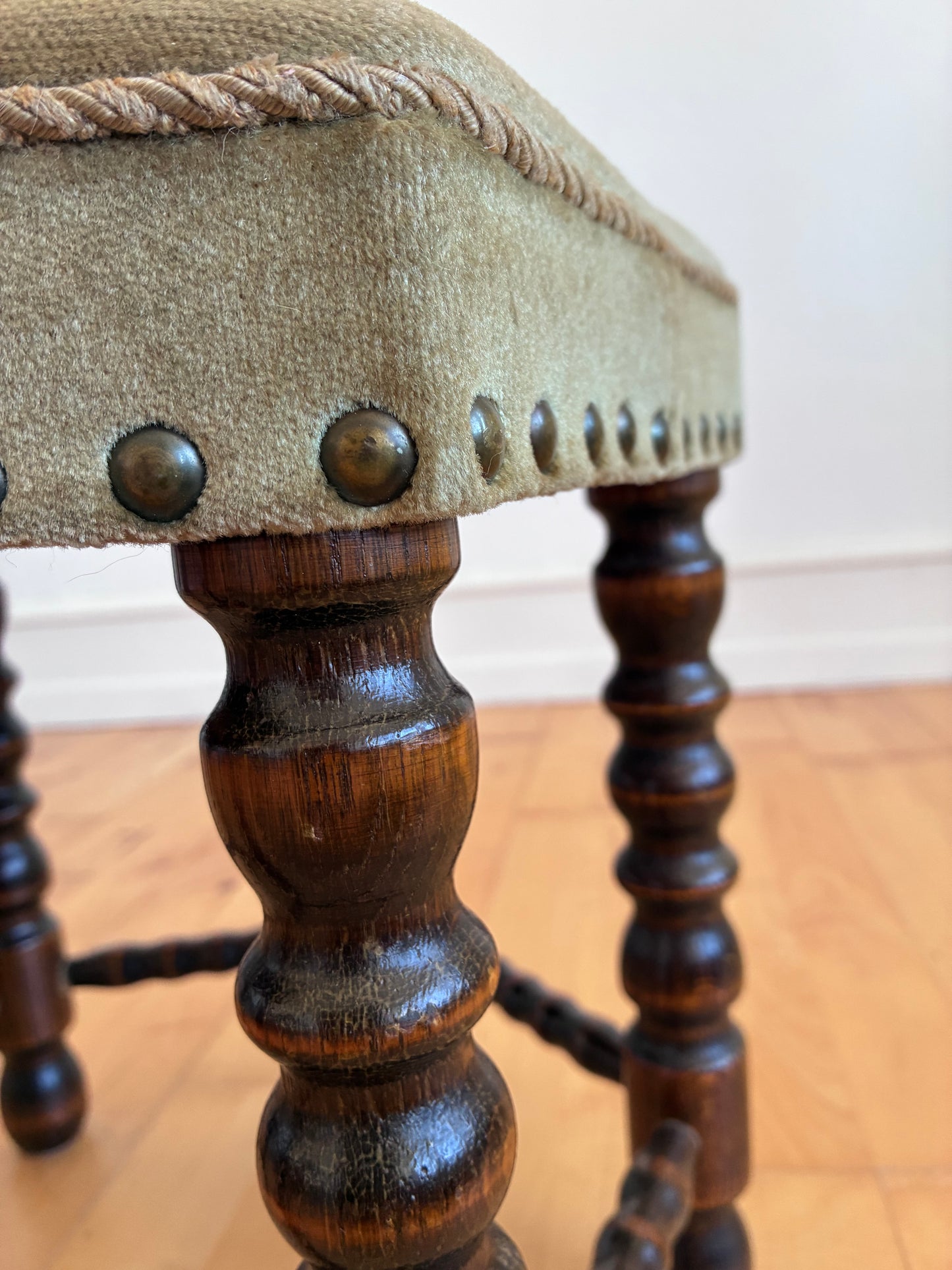 Vintage Barley Twist Stool, English, Mid-20th Century