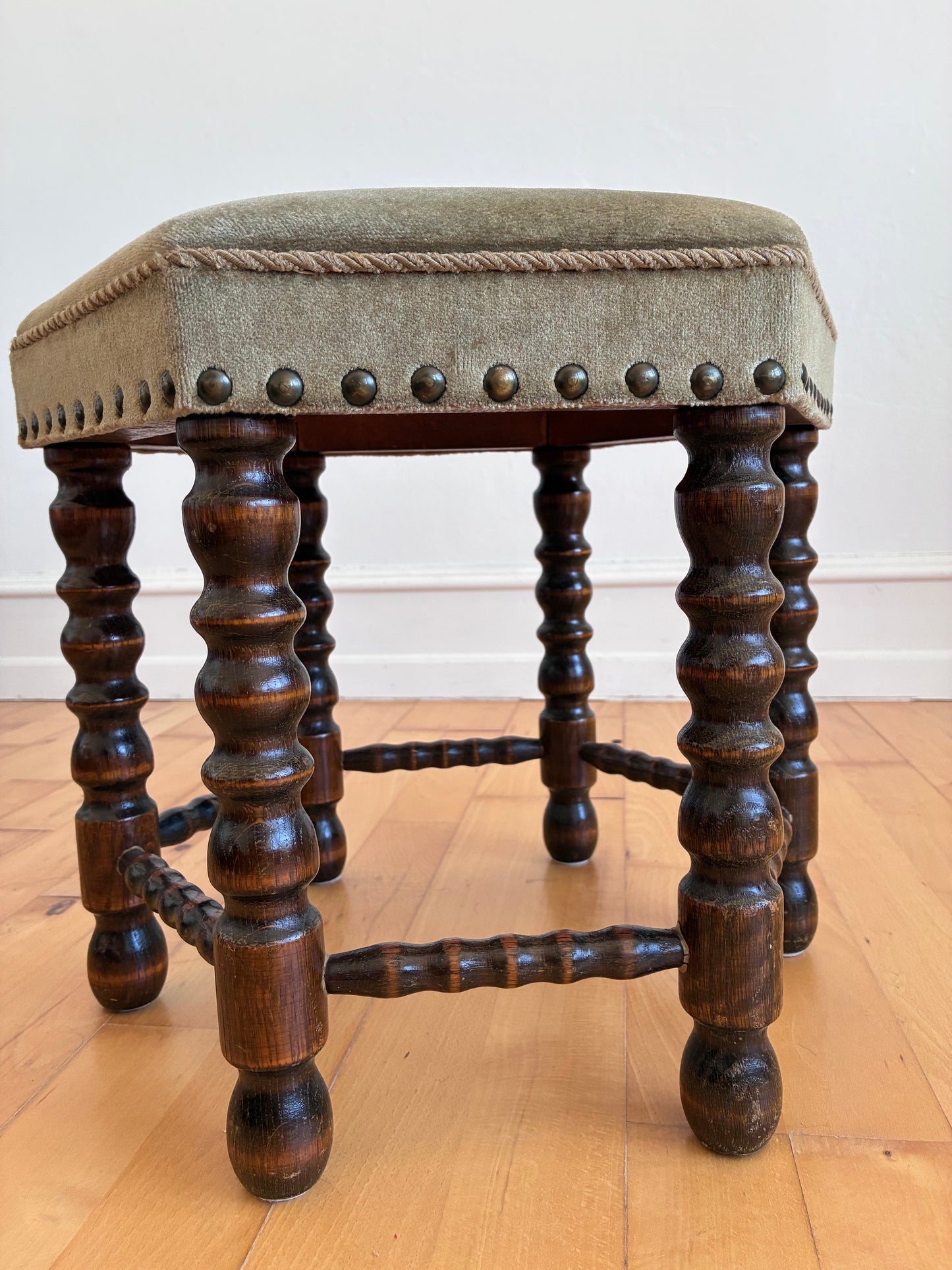 Vintage Barley Twist Stool, English, Mid-20th Century