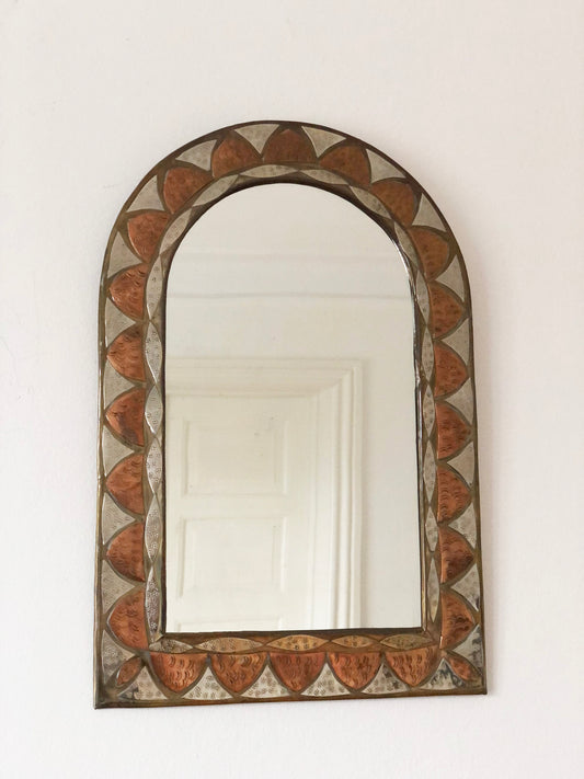 Vintage Brass Wall Mirror – Hollywood Regency, Spanish, 1960s
