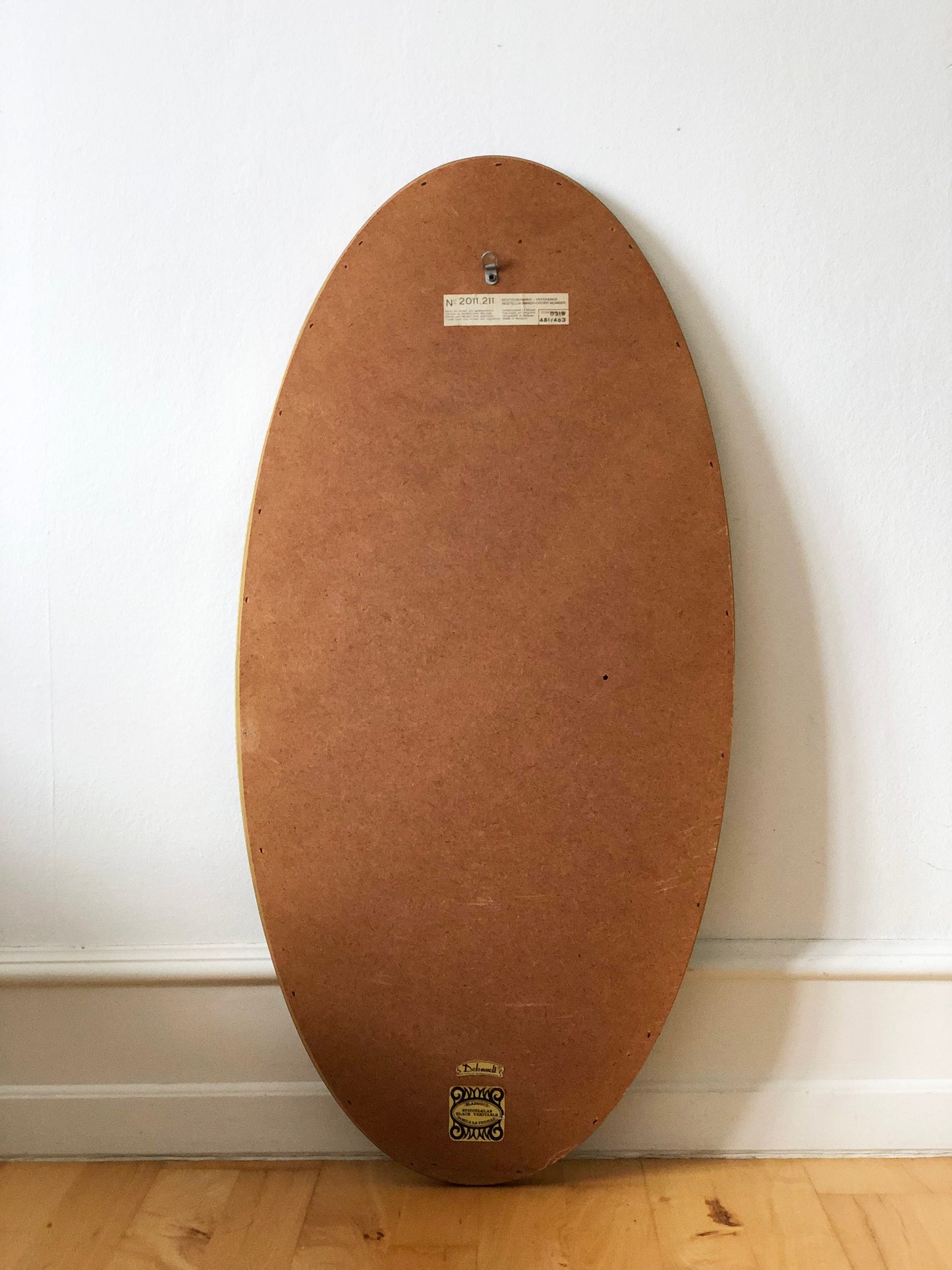 Vintage Full-Length Oval Wall Giltwood Mirror by Deknudt Belgium 1970s