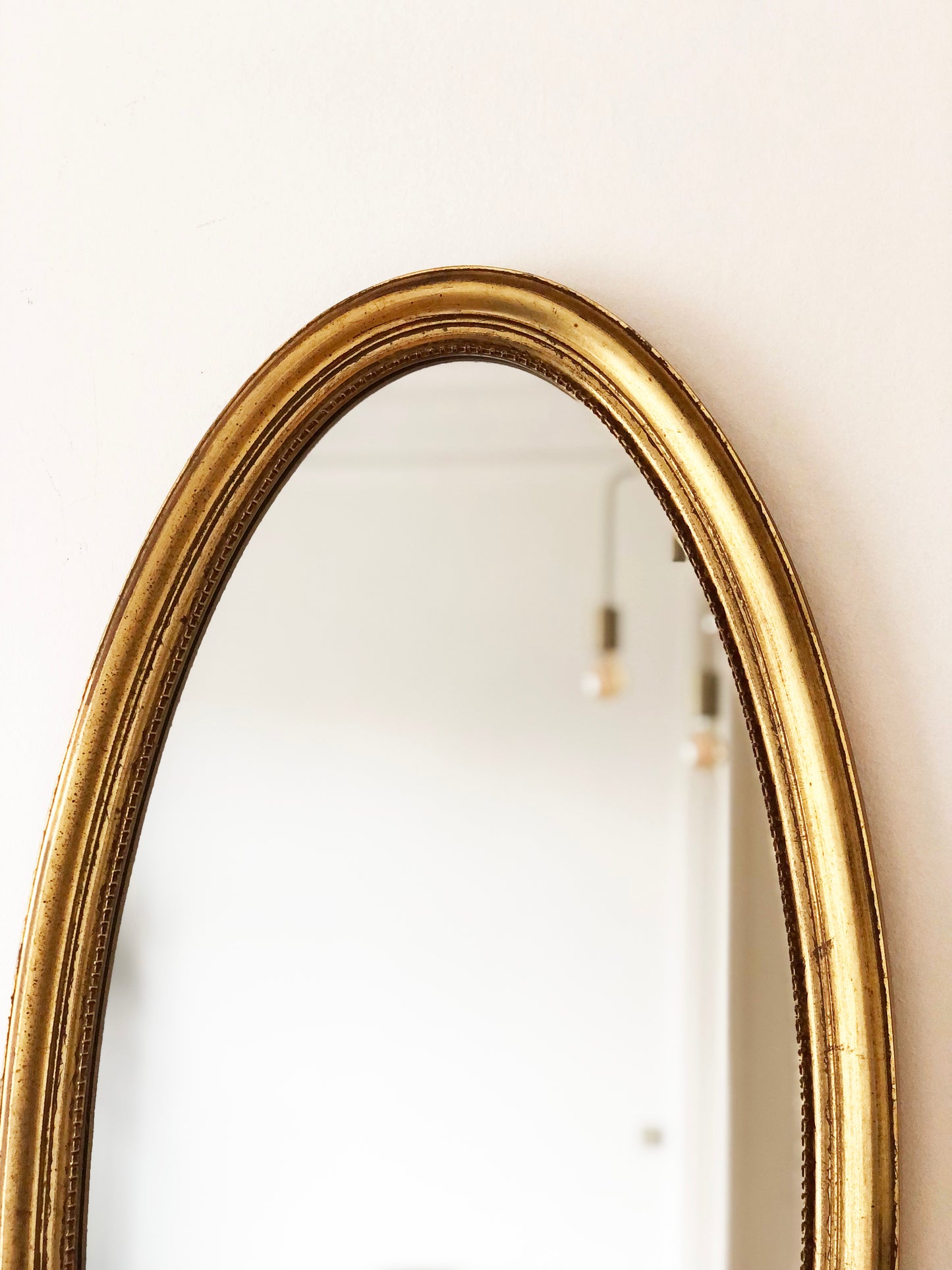Vintage Full-Length Oval Wall Giltwood Mirror by Deknudt Belgium 1970s