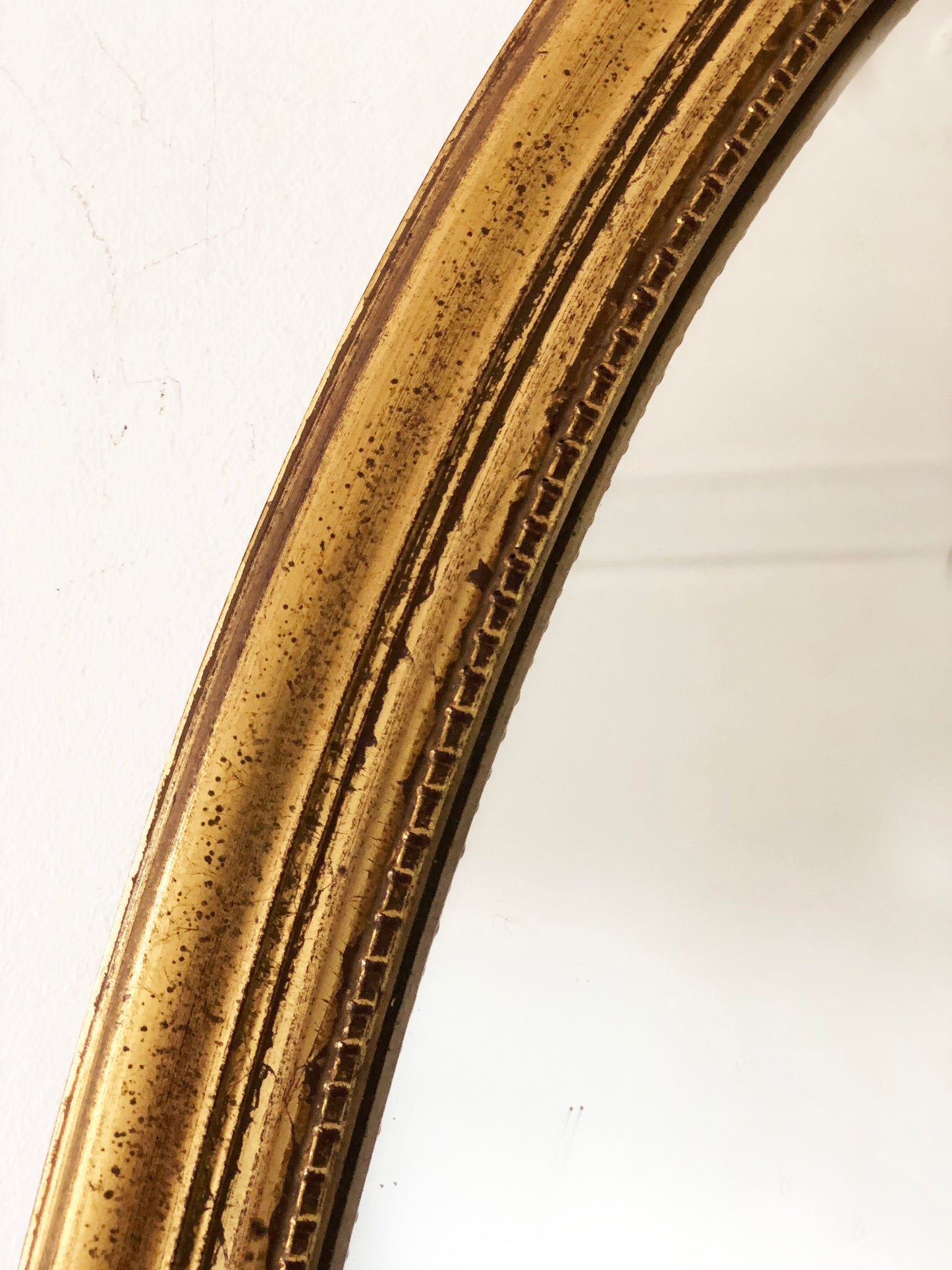 Vintage Full-Length Oval Wall Giltwood Mirror by Deknudt Belgium 1970s