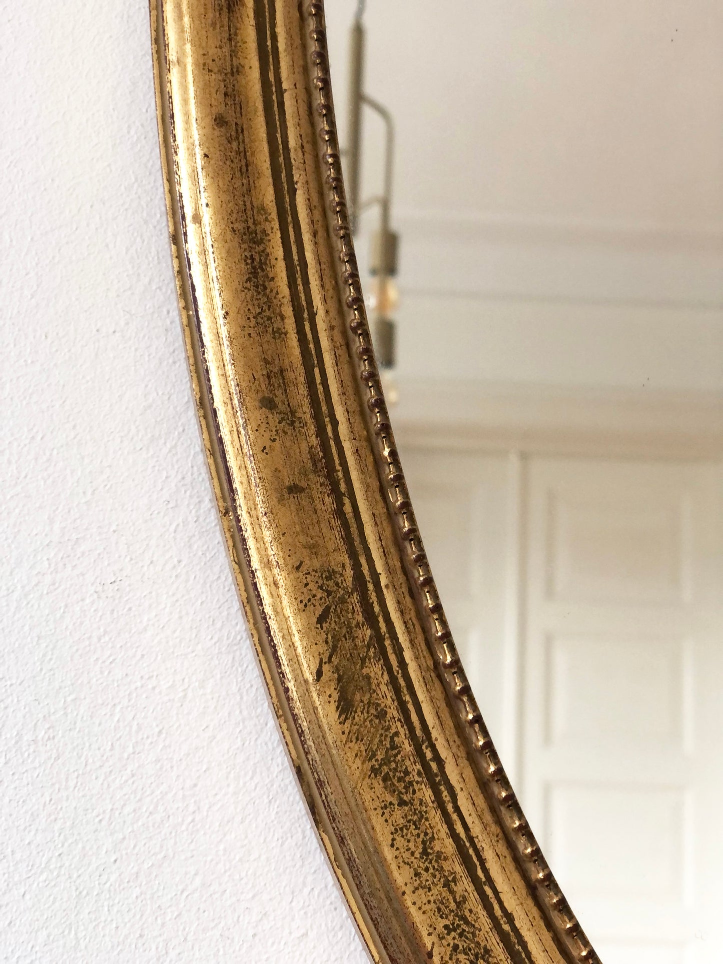 Vintage Full-Length Oval Wall Giltwood Mirror by Deknudt Belgium 1970s