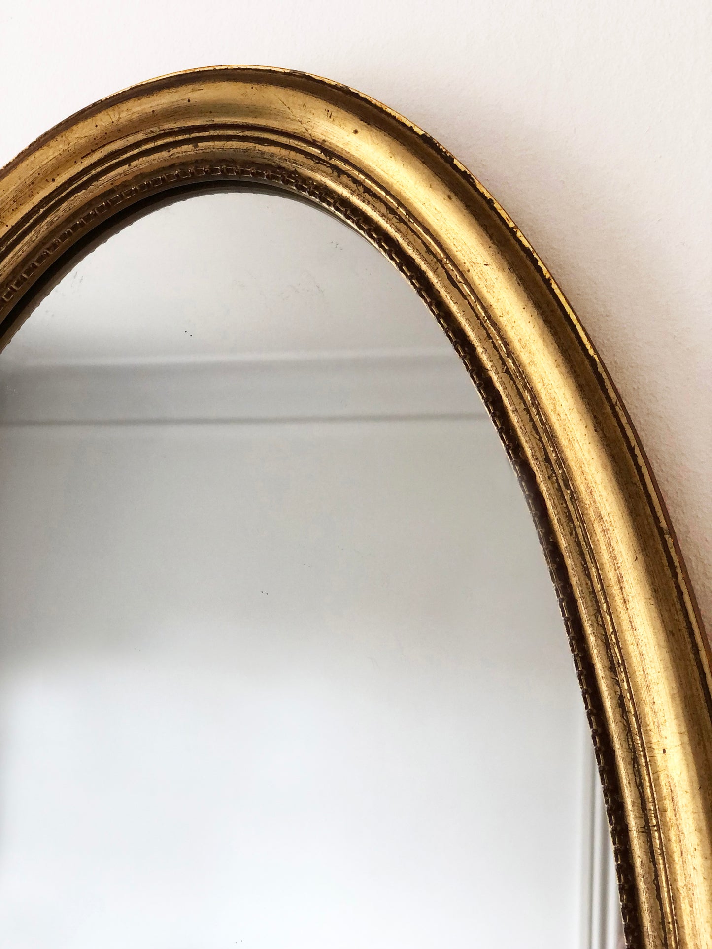 Vintage Full-Length Oval Wall Giltwood Mirror by Deknudt Belgium 1970s