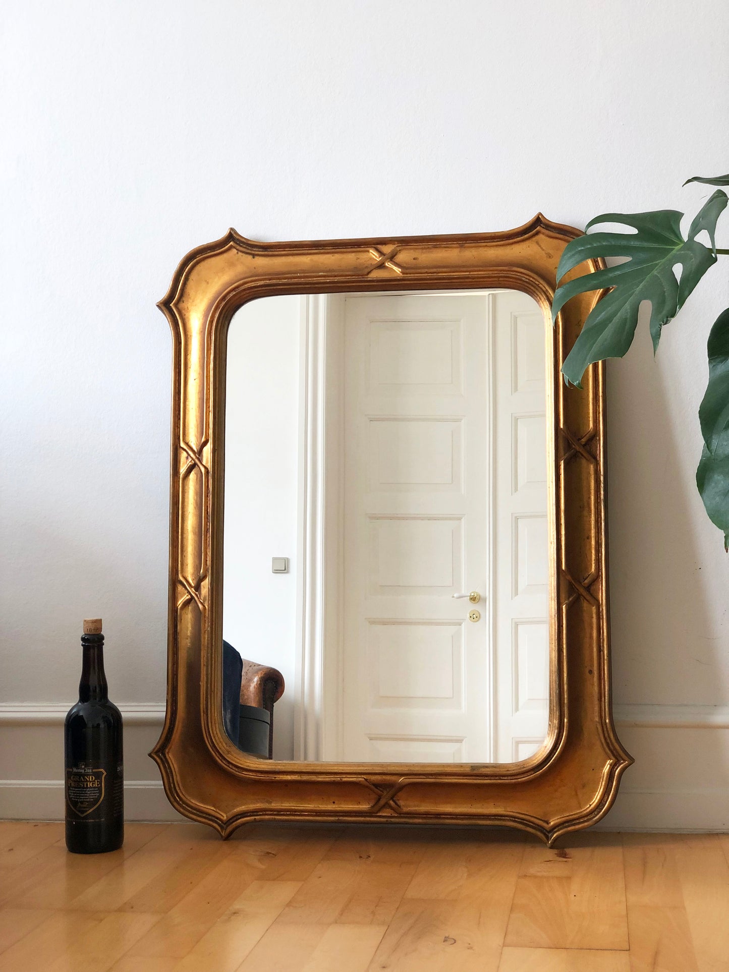 Large Vintage gilded Mirror Belgium 1970s