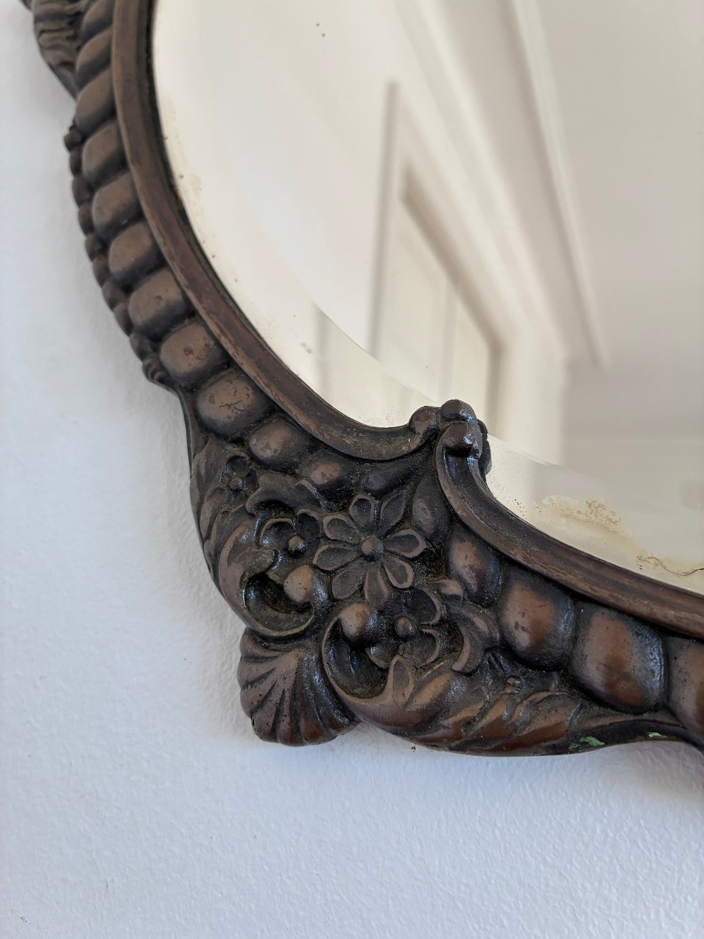Vintage Italian Baroque Revival Round Wall Mirror