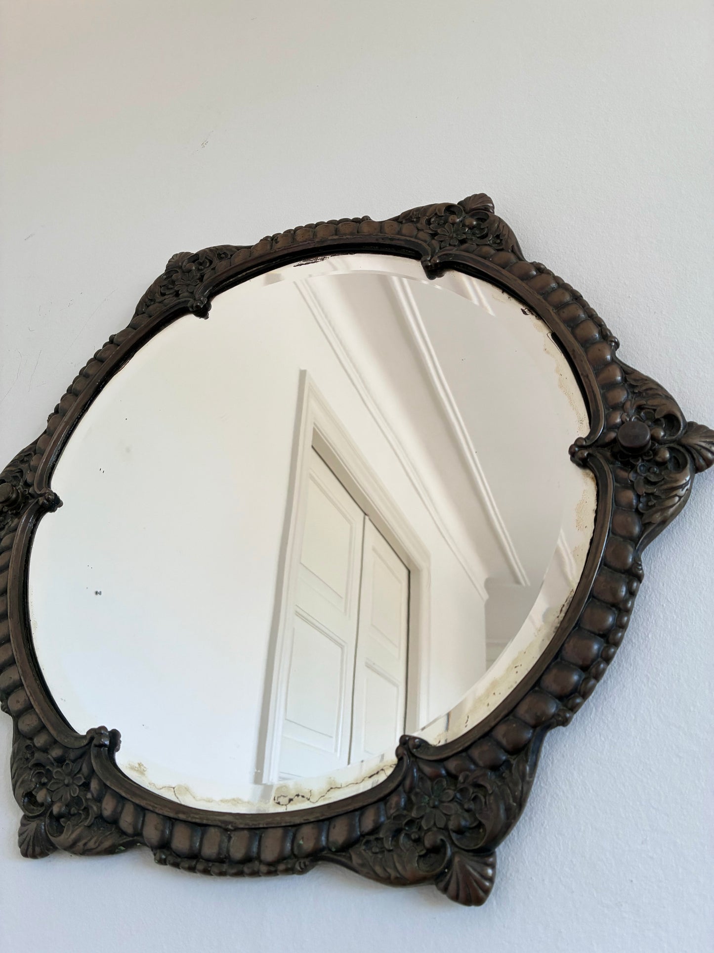 Vintage Italian Baroque Revival Round Wall Mirror