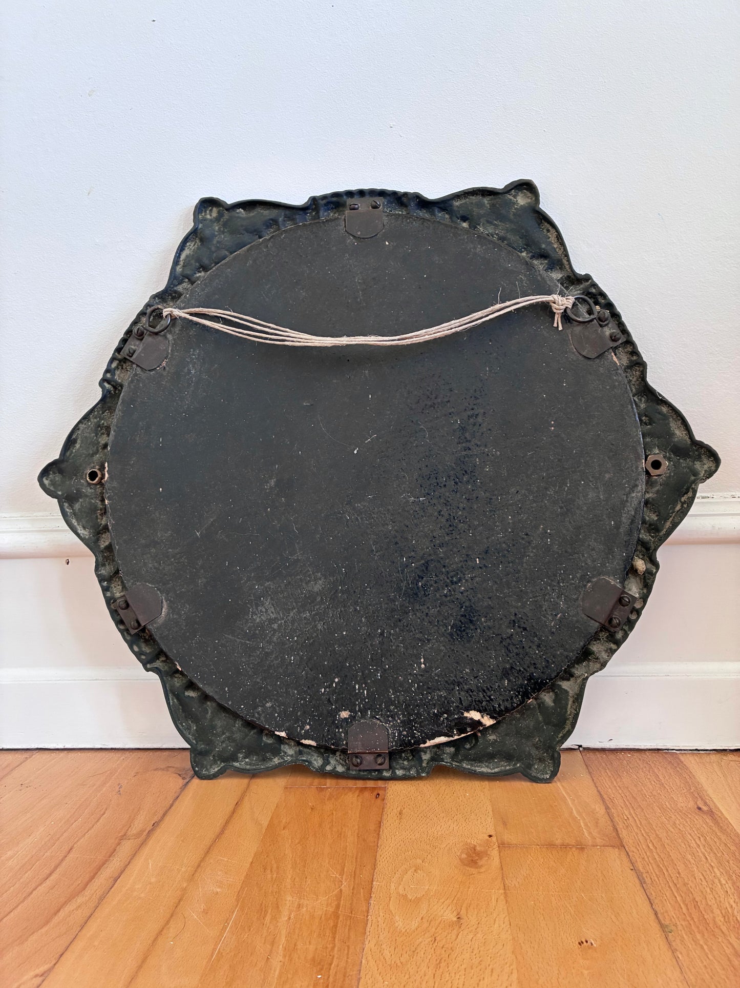 Vintage Italian Baroque Revival Round Wall Mirror