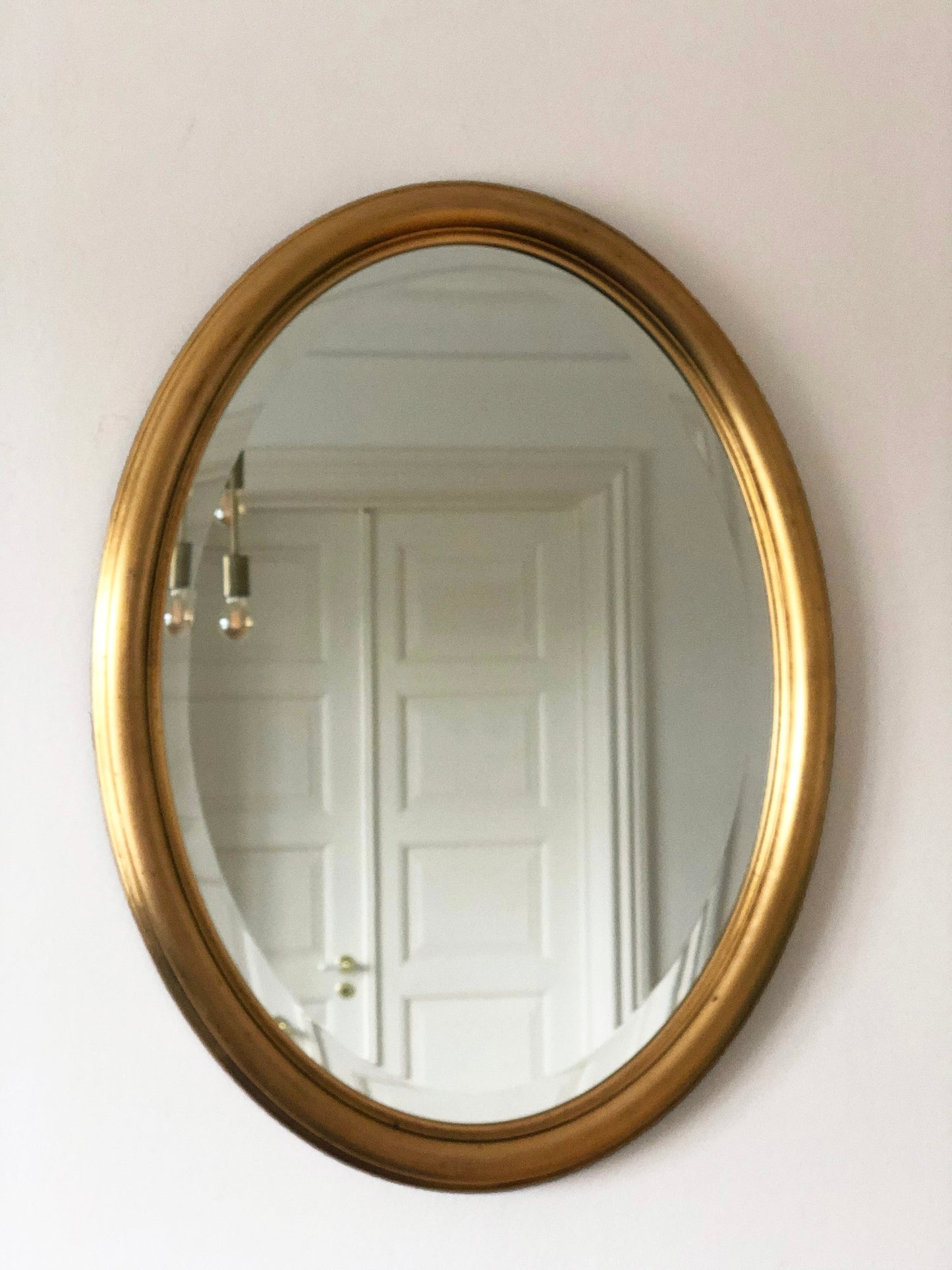 Vintage Oval Giltwood Beveled Mirror Belgium