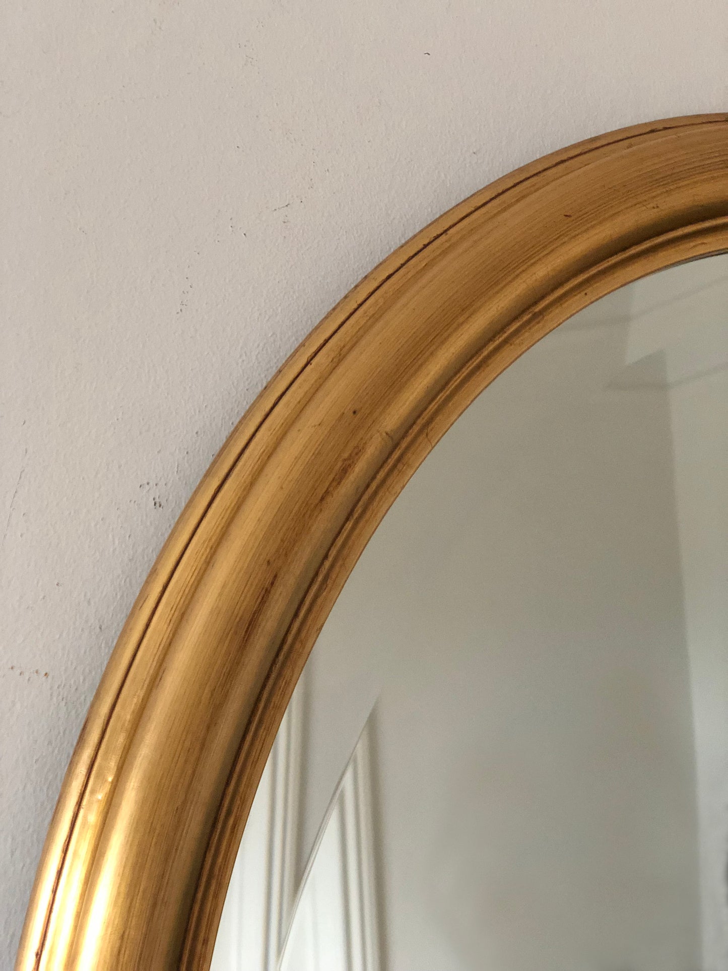 Vintage Oval Giltwood Beveled Mirror Belgium