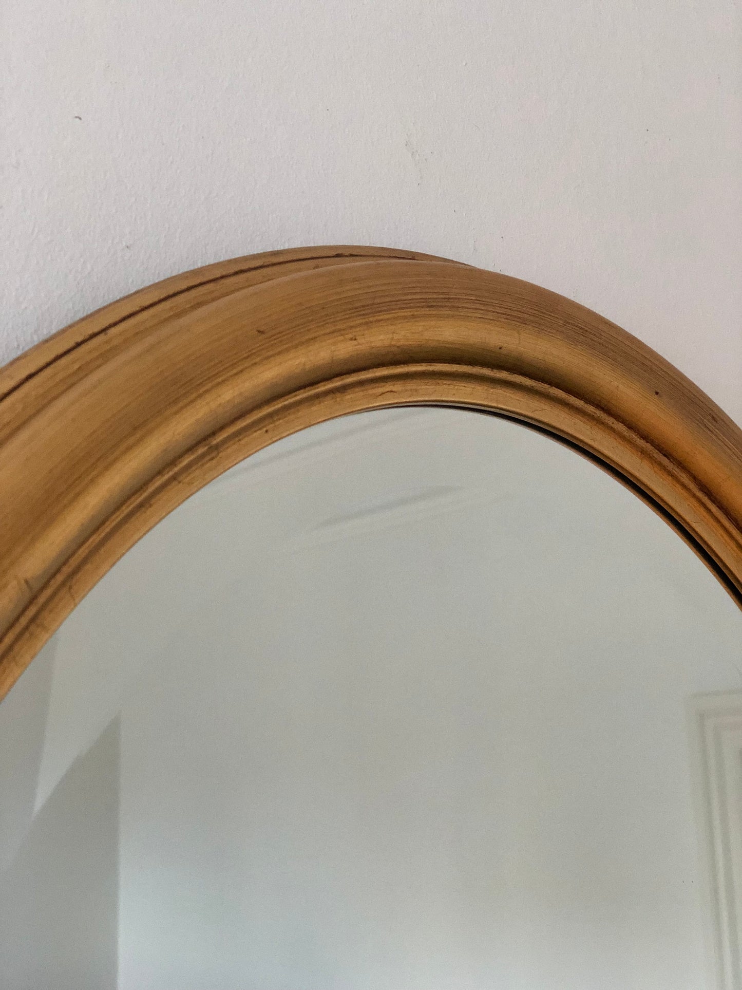 Vintage Oval Giltwood Beveled Mirror Belgium