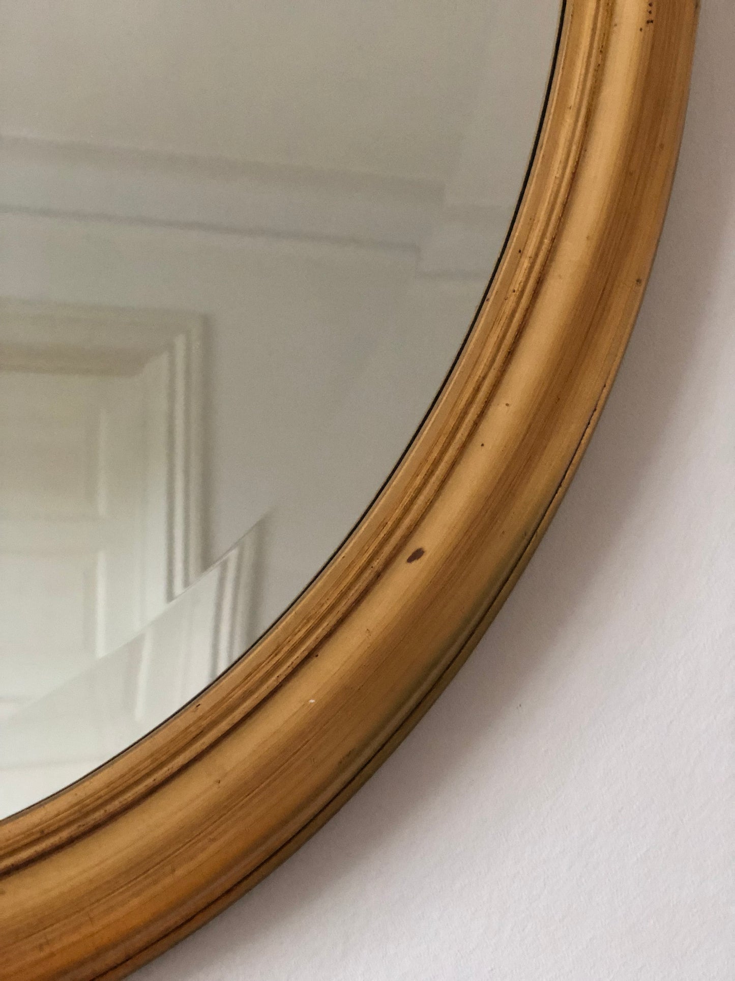 Vintage Oval Giltwood Beveled Mirror Belgium