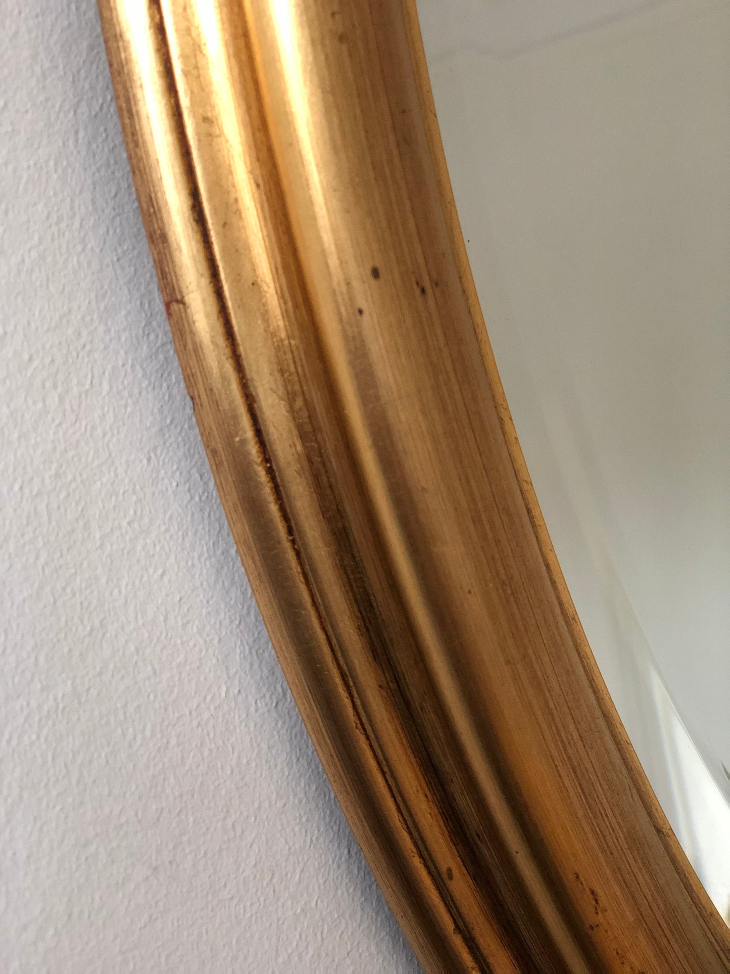 Vintage Oval Giltwood Beveled Mirror Belgium