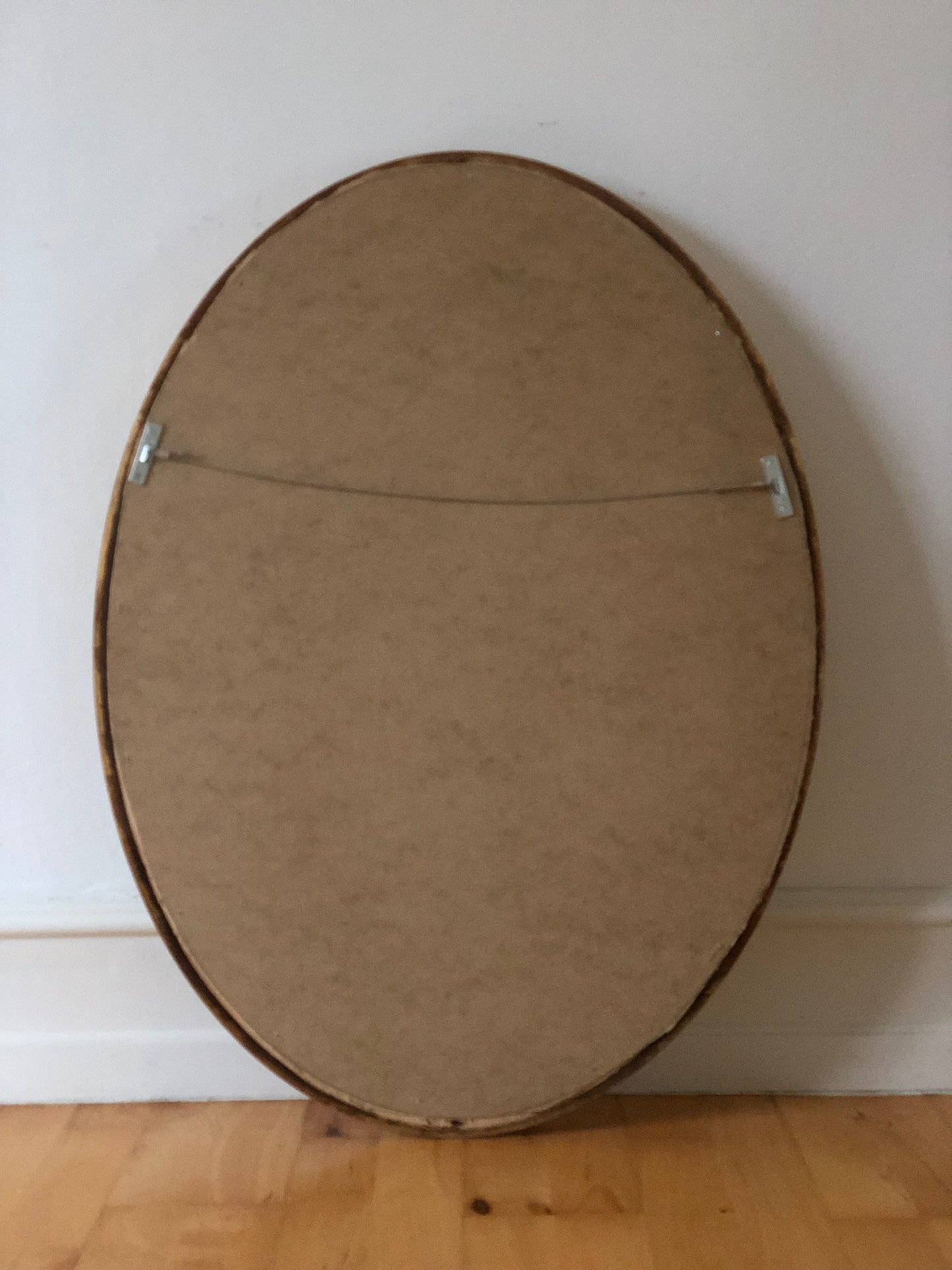 Vintage Oval Giltwood Beveled Mirror Belgium