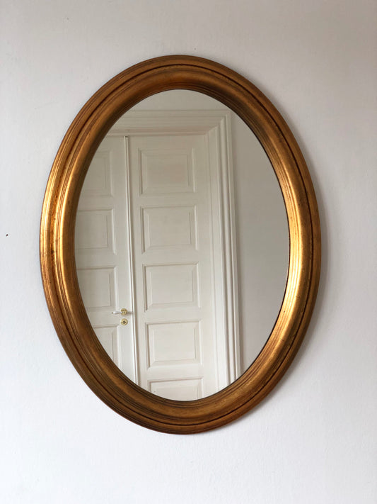 Vintage Oval Giltwood Mirror Belgium