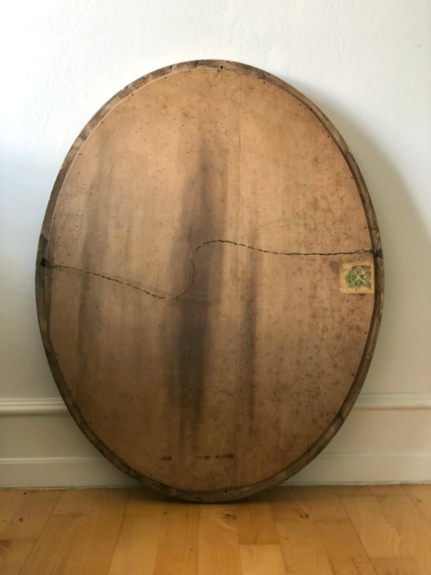 Vintage Oval Golden Bevelled Mirror Denmark 1950s