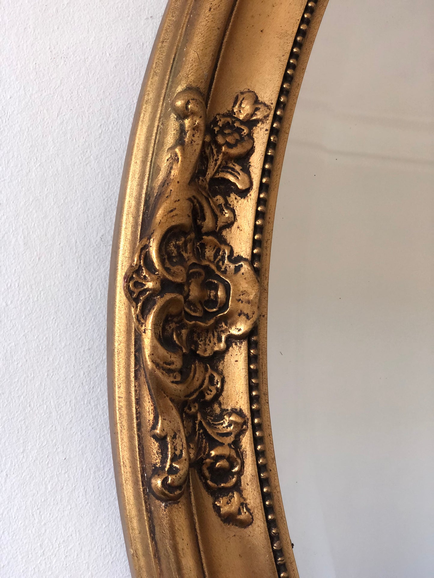 Vintage Oval Golden Bevelled Mirror Denmark 1950s
