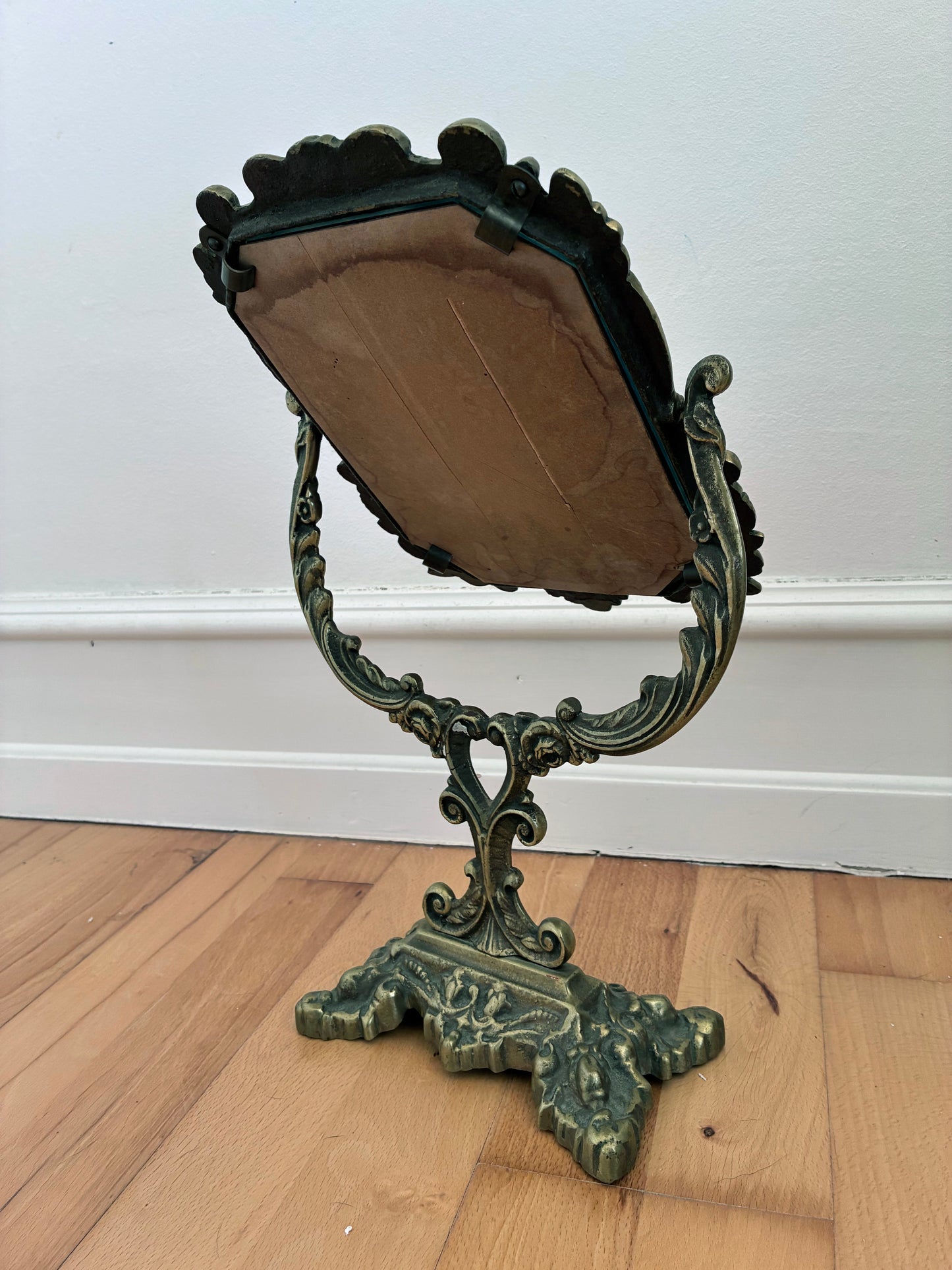 Vintage Rococo Revival Vanity Mirror in Cast Metal, Mid-20th Century