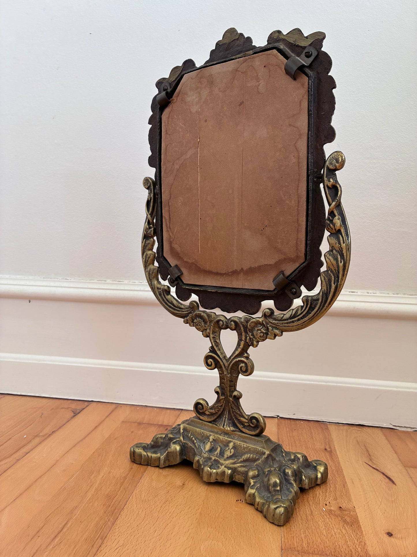 Vintage Rococo Revival Vanity Mirror in Cast Metal, Mid-20th Century
